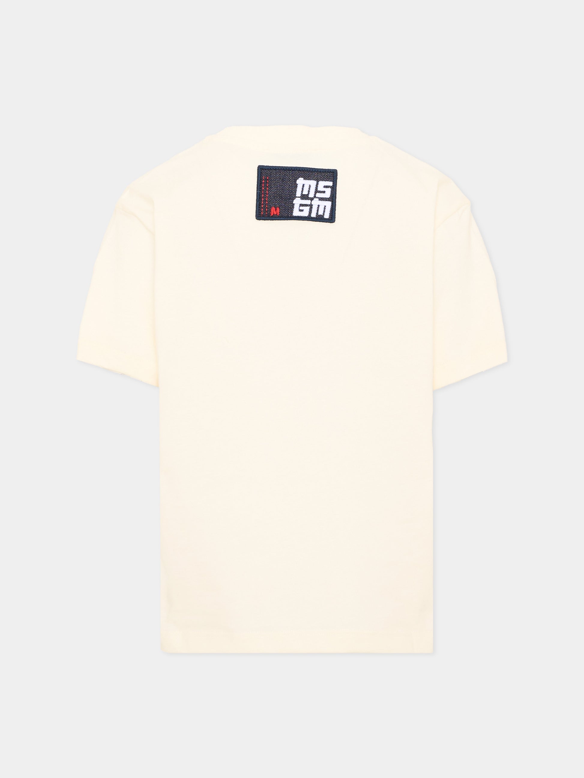 T-Shirt avorio per bambini con logo,Msgm Kids,F6MSJUTH156 013
