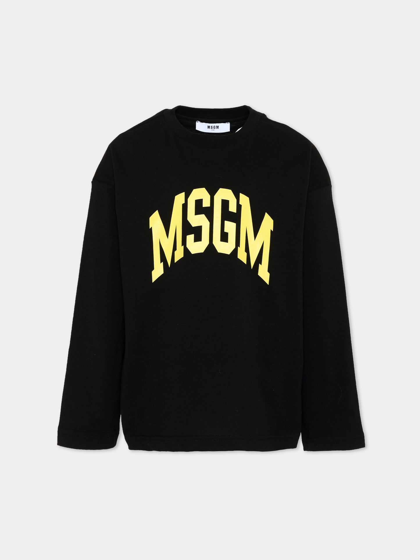 T-Shirt nera per bambini con logo,Msgm Kids,F6MSJUTH183 110