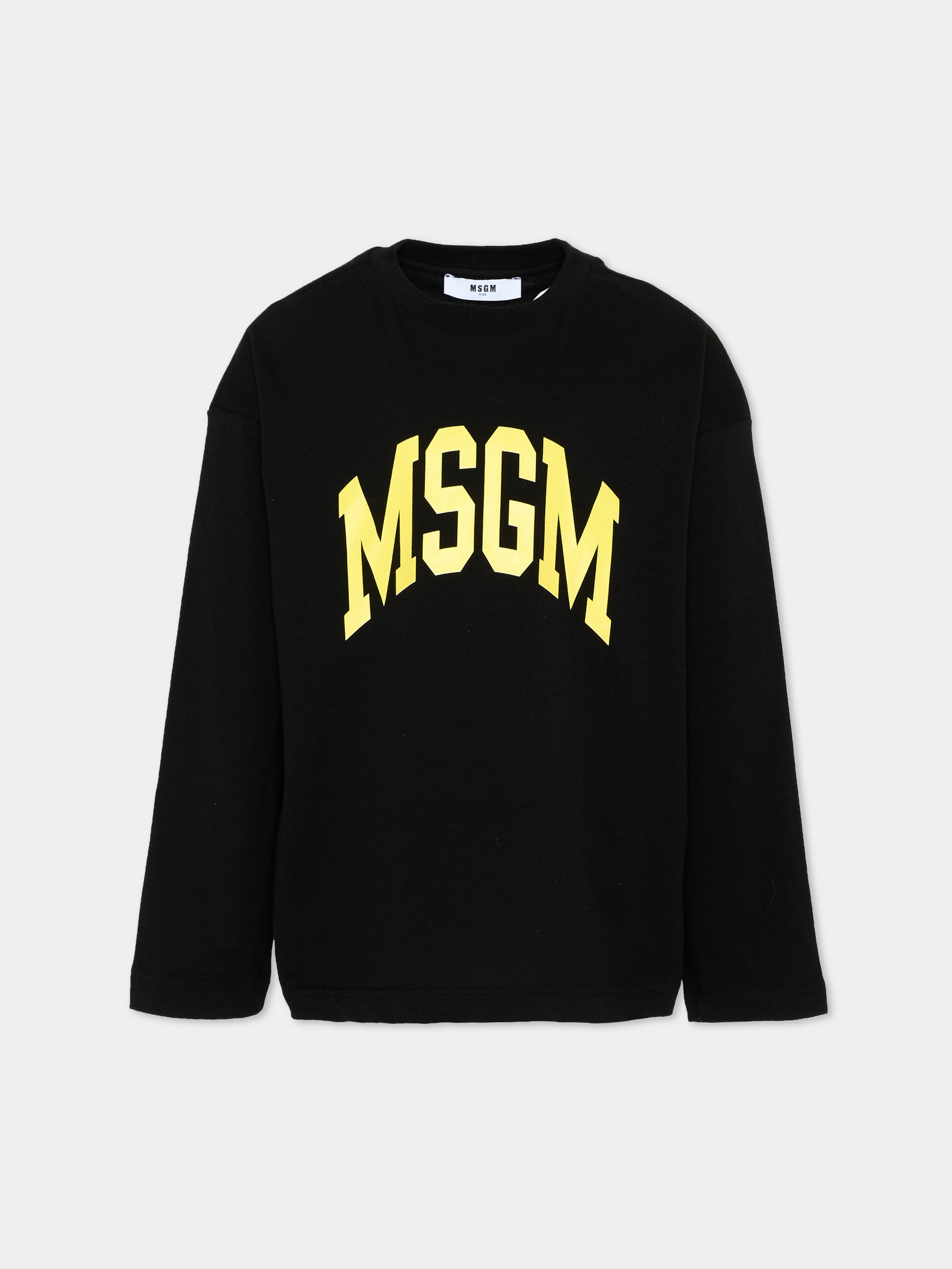 T-Shirt nera per bambini con logo,Msgm Kids,F6MSJUTH183 110