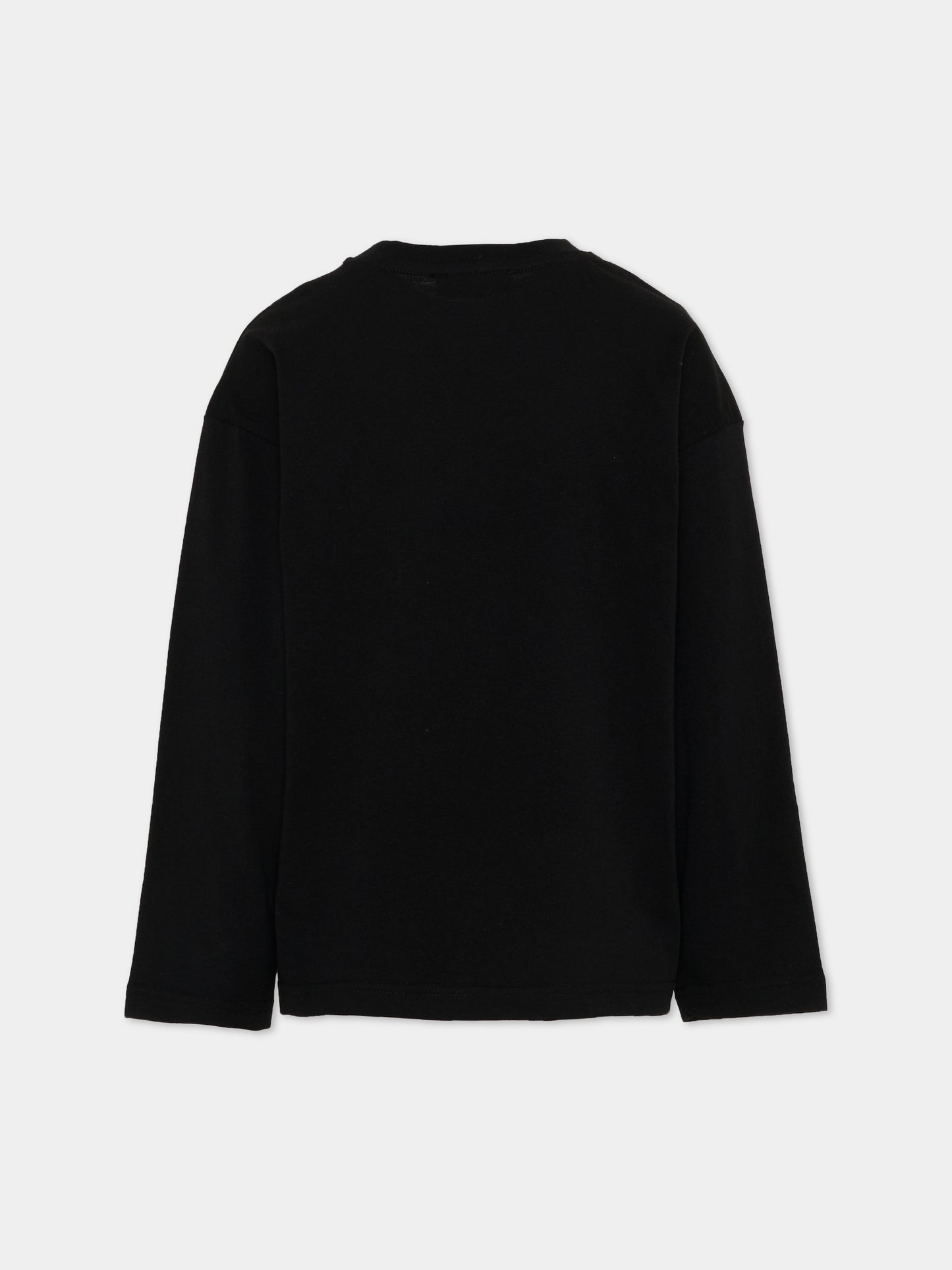 T-Shirt nera per bambini con logo,Msgm Kids,F6MSJUTH183 110