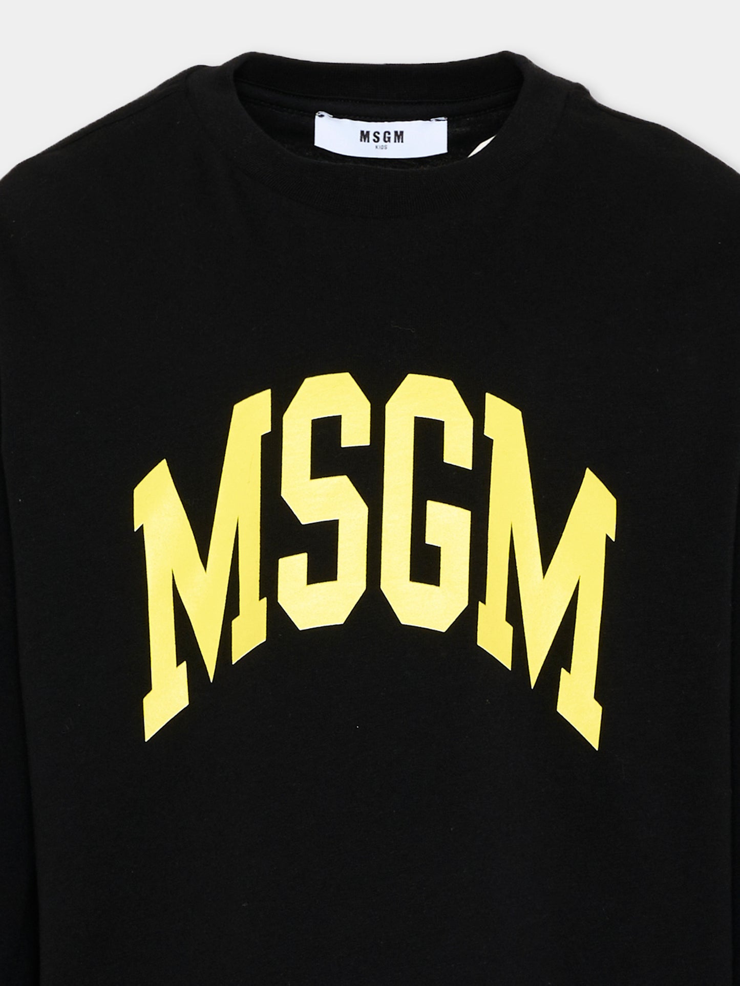 T-Shirt nera per bambini con logo,Msgm Kids,F6MSJUTH183 110