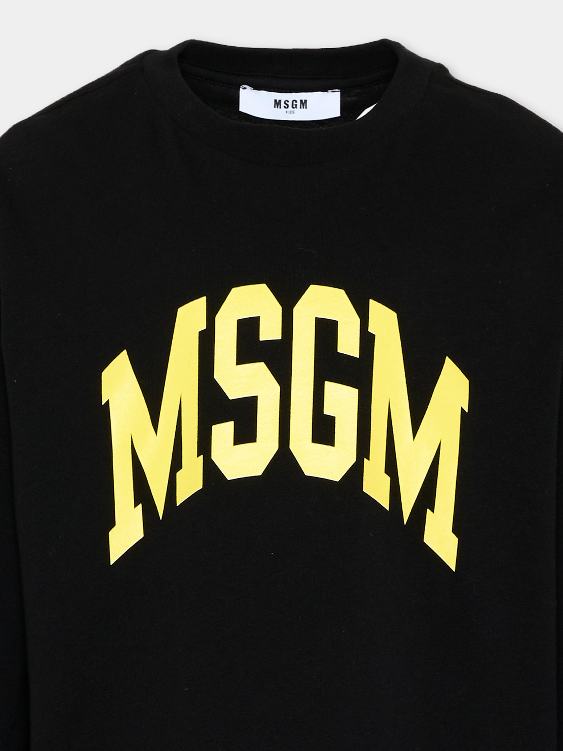 T-Shirt nera per bambini con logo,Msgm Kids,F6MSJUTH183 110