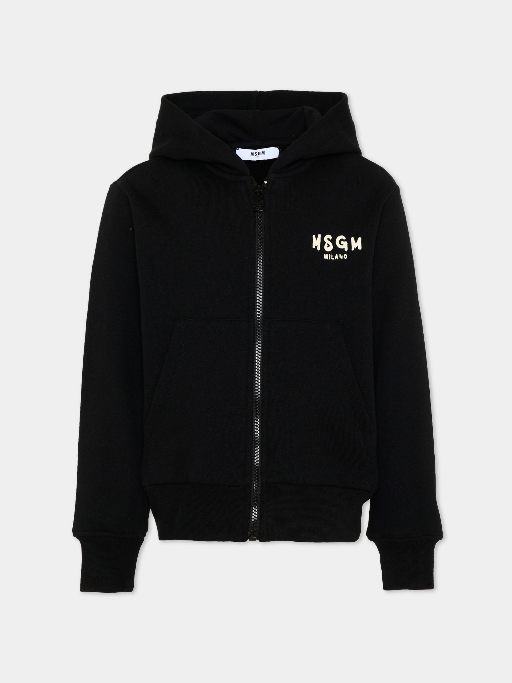 Felpa nera per bambini con logo,Msgm Kids,F6MSJUZH008 110