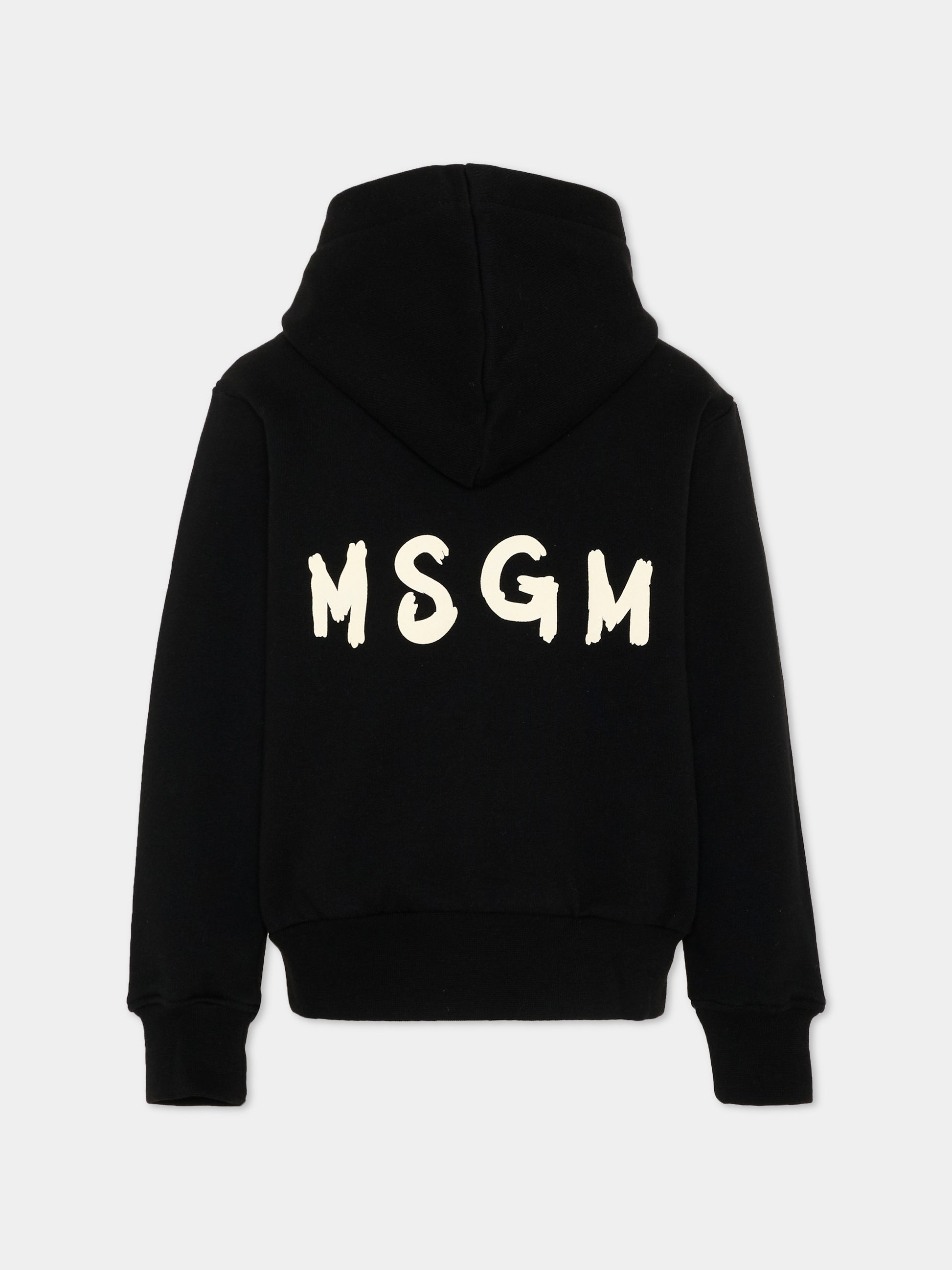 Felpa nera per bambini con logo,Msgm Kids,F6MSJUZH008 110