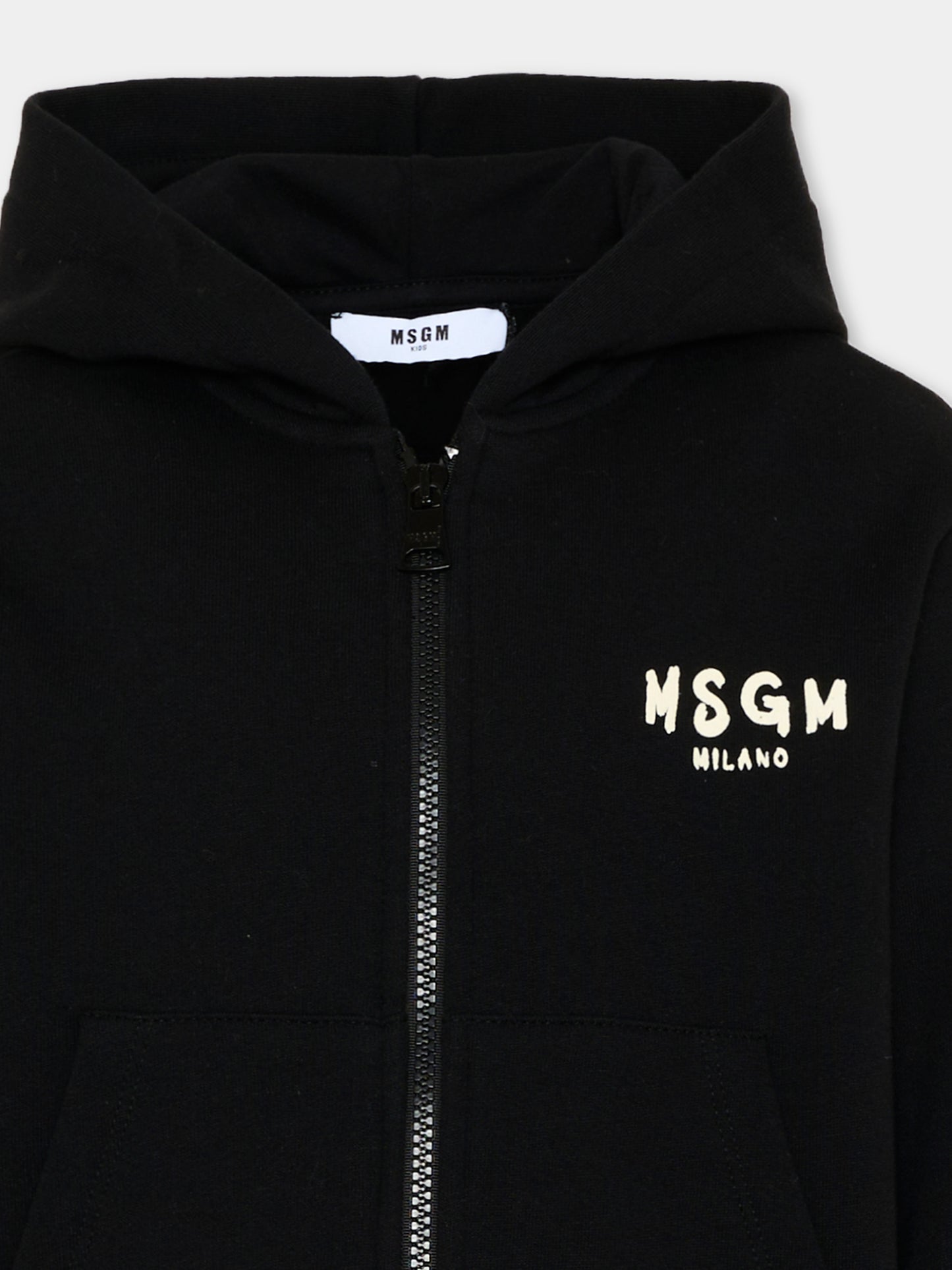 Felpa nera per bambini con logo,Msgm Kids,F6MSJUZH008 110