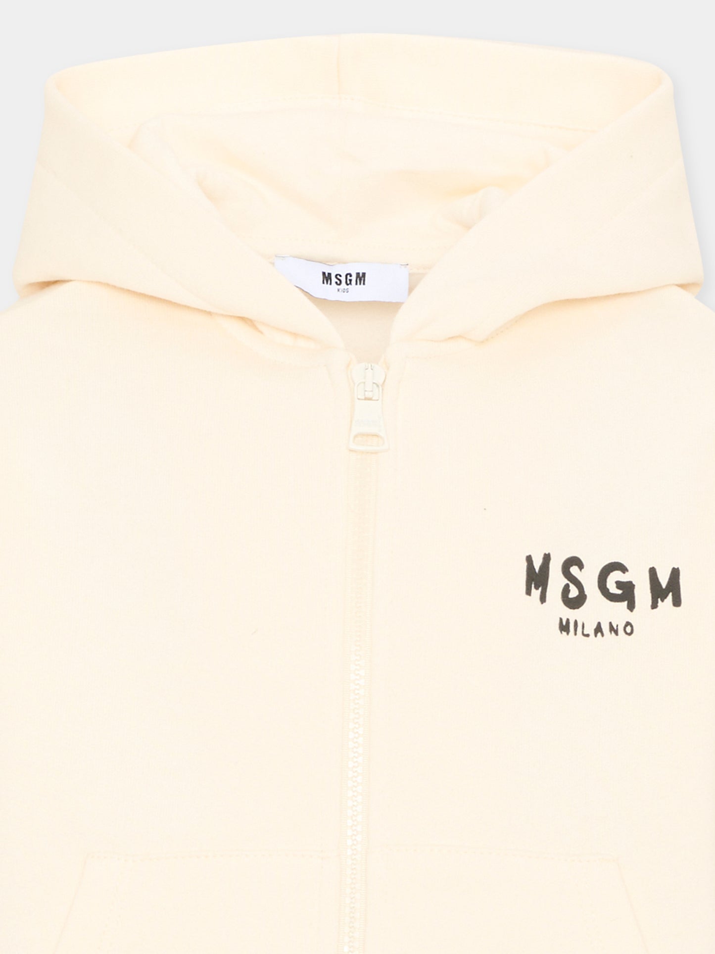 Felpa avorio per bambini con logo,Msgm Kids,F6MSJUZH008 013