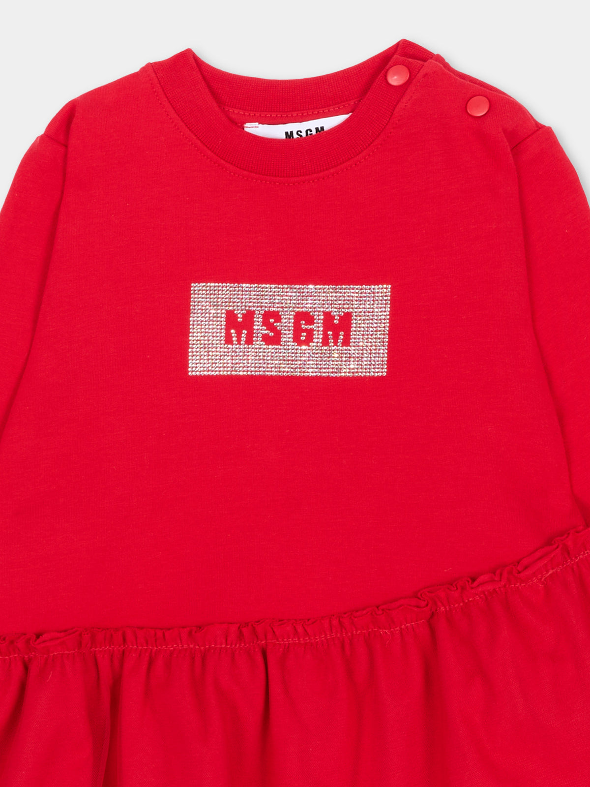 Vestito rosso per neonata con logo,Msgm Kids,F6MSNGDR327 MS031