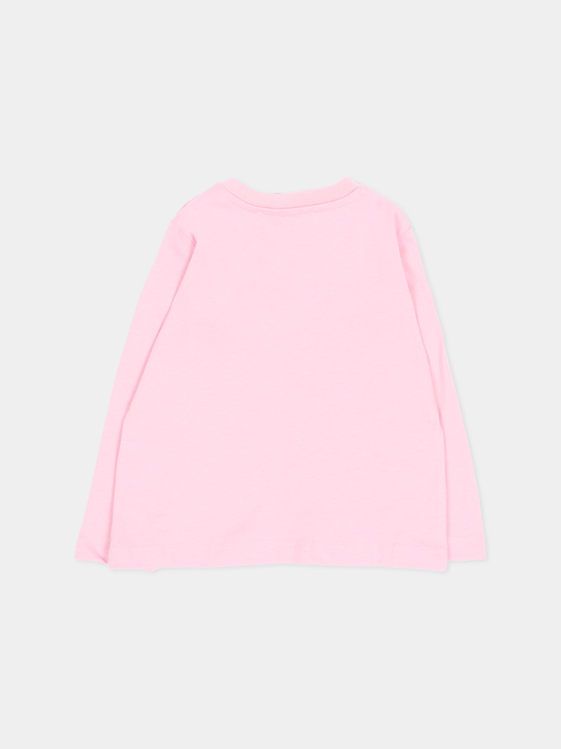 T-Shirt a manica lunga rosa per neonata con logo,Msgm Kids,F6MSNGTH367 MS090