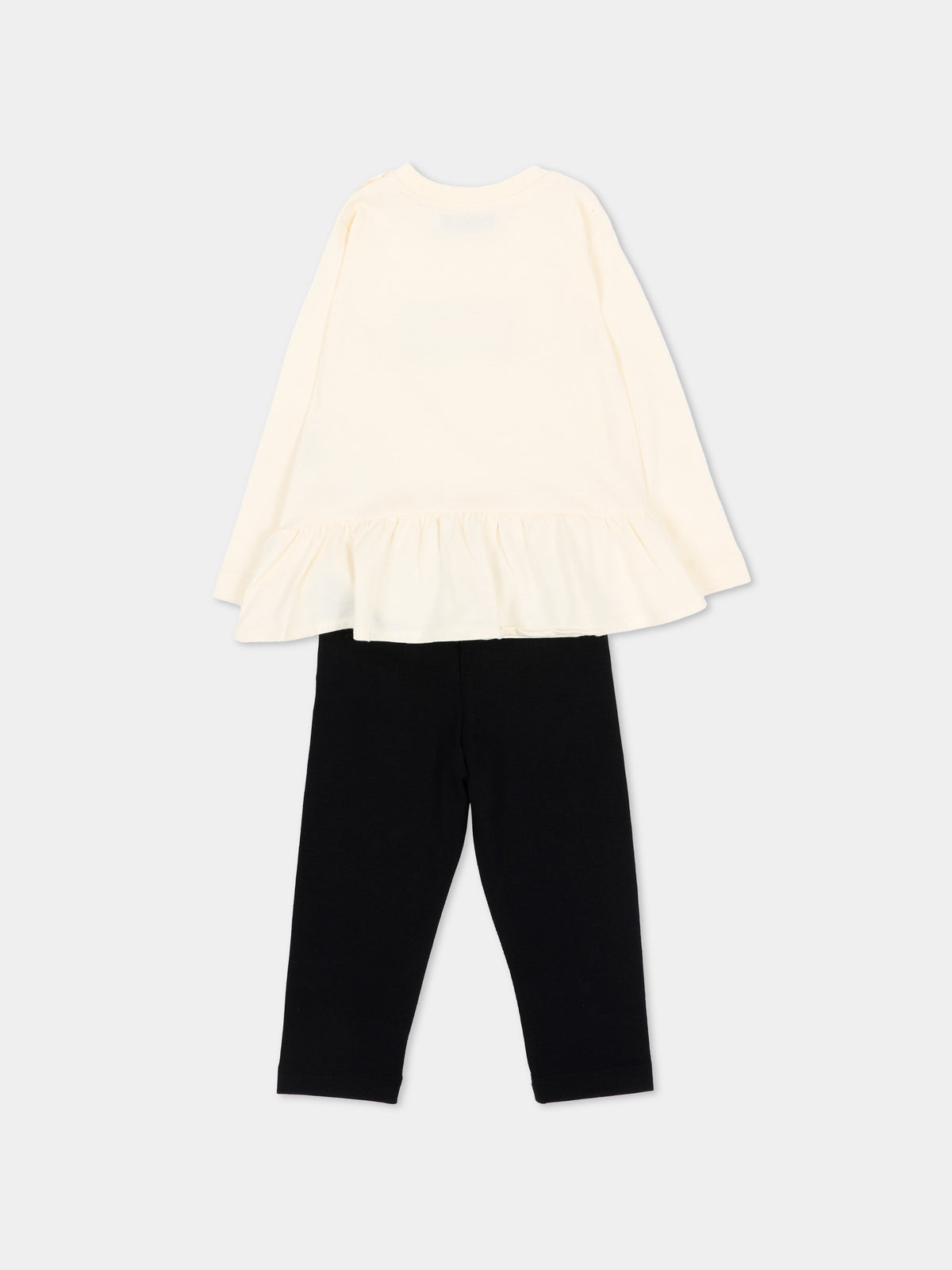 Completo sportivo lungo avorio per neonata con logo,Msgm Kids,F6MSNGTL328 013/05