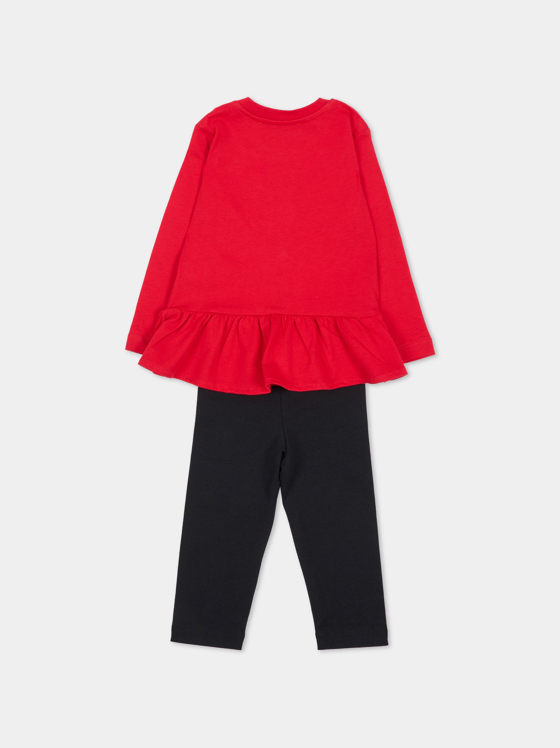 Completo sportivo lungo rosso per neonata con logo,Msgm Kids,F6MSNGTL328 MS099