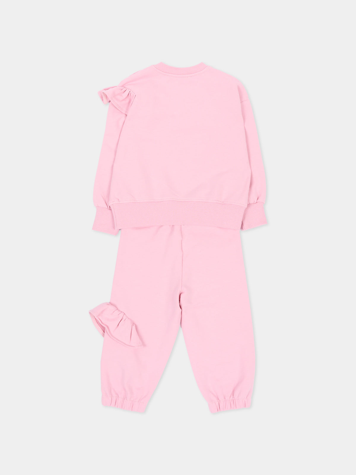Completo sportivo lungo rosa per neonata con logo,Msgm Kids,F6MSNGTP333 MS090