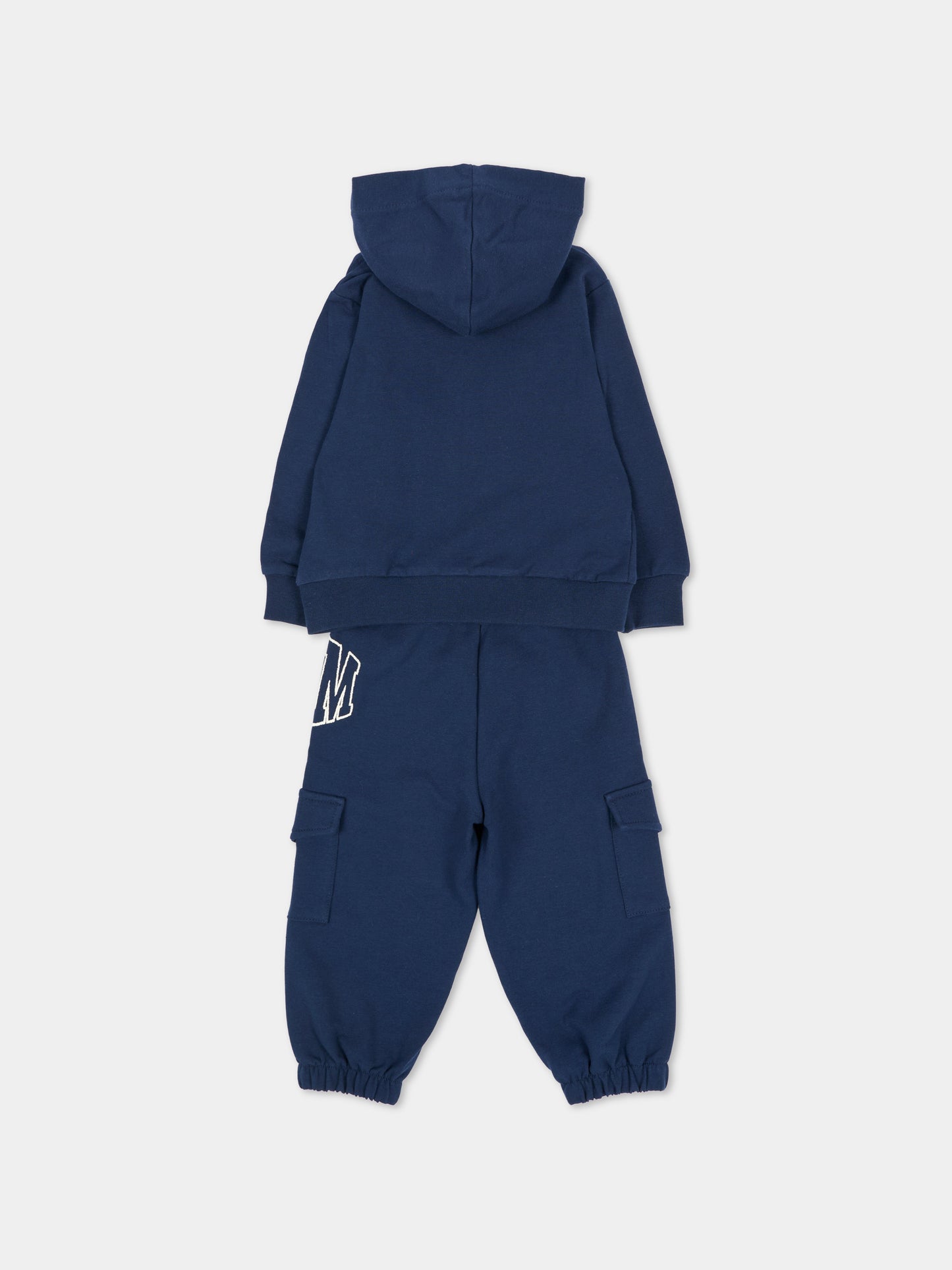 Completo sportivo lungo blu per neonati con logo,Msgm Kids,F6MSUNSF343 MS032