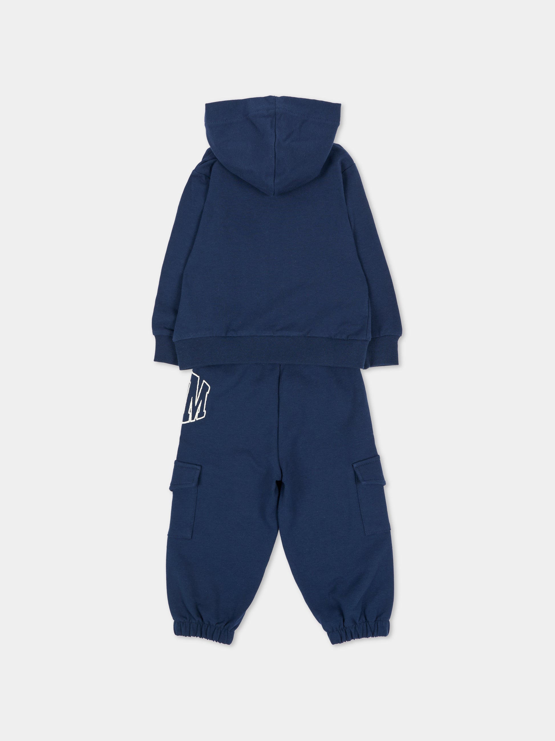 Completo sportivo lungo blu per neonati con logo,Msgm Kids,F6MSUNSF343 MS032