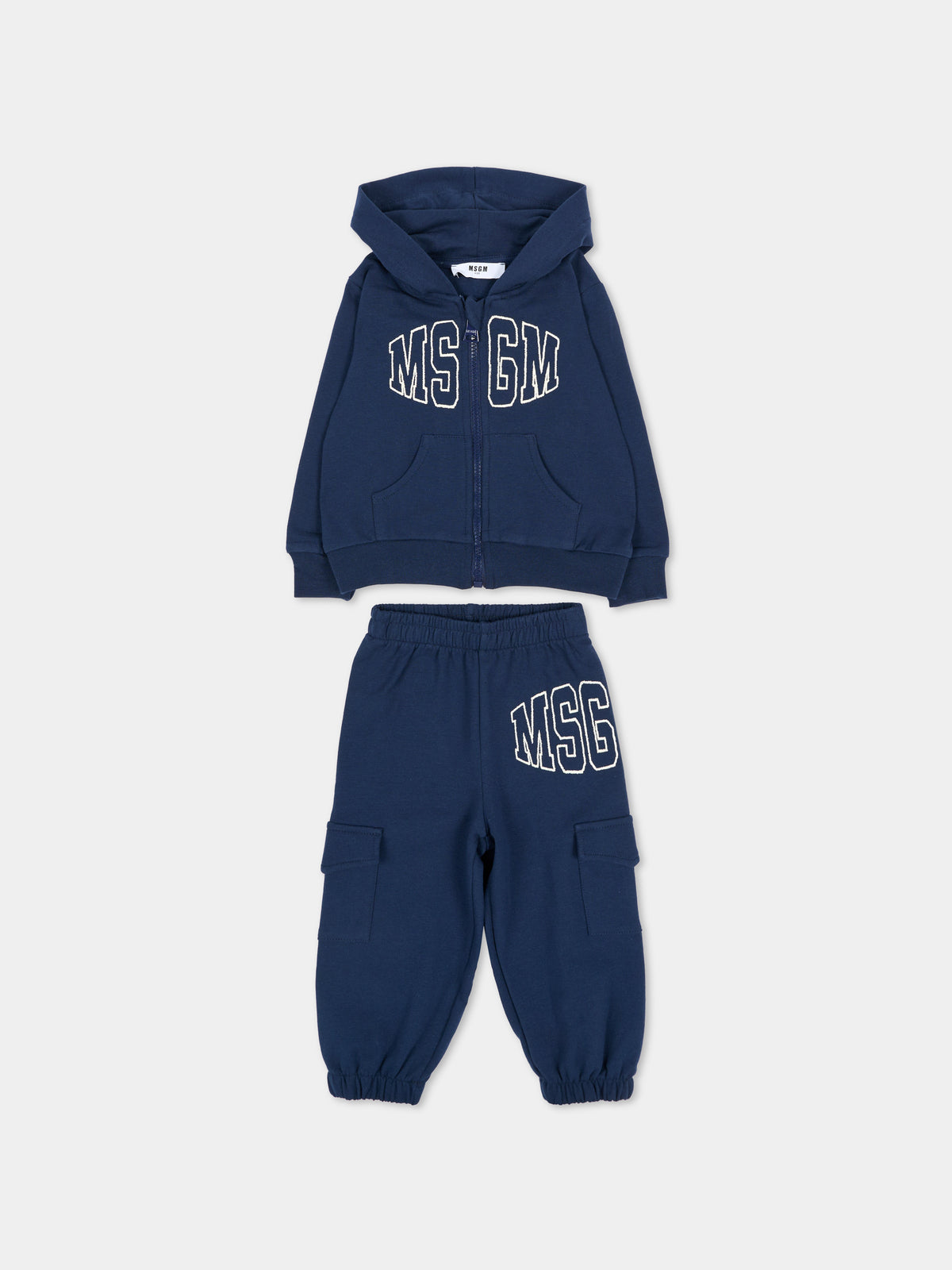 Completo sportivo lungo blu per neonati con logo,Msgm Kids,F6MSUNSF343 MS032