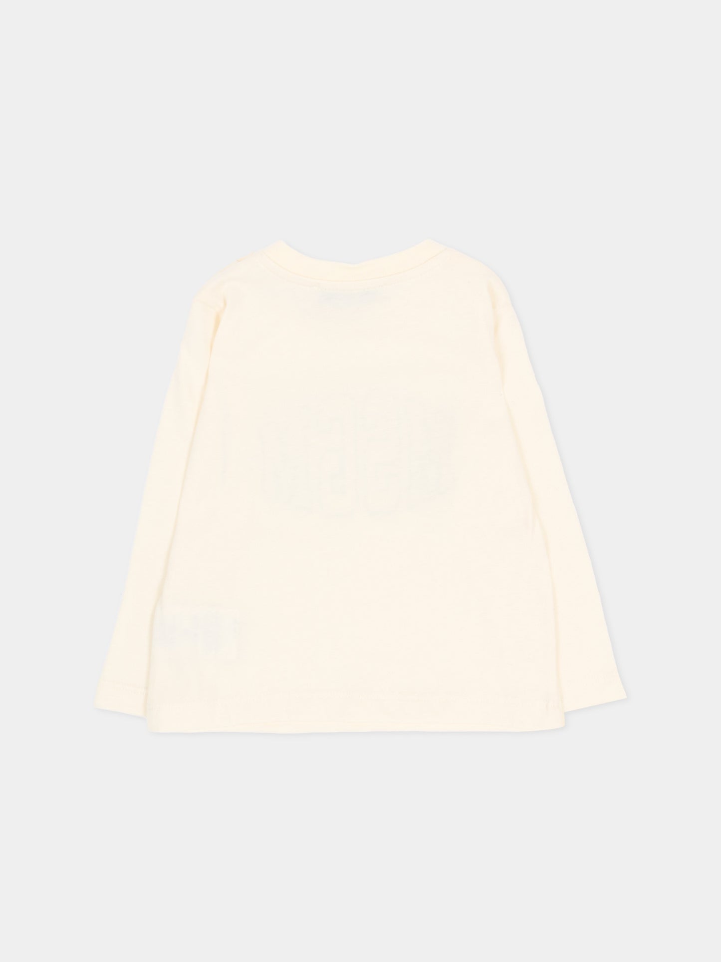T-shirt a manica lunga avorio per neonati con logo,Msgm Kids,F6MSUNTH344 013