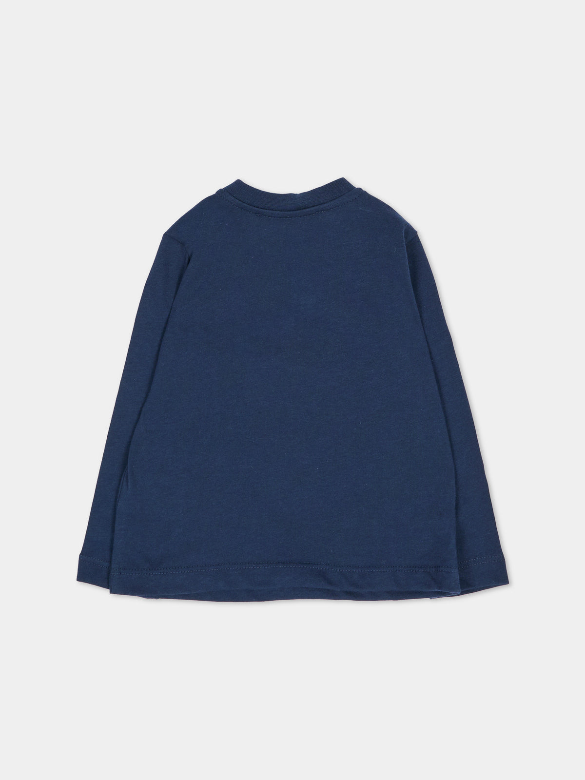 T-shirt a manica lunga blu per neonati con logo,Msgm Kids,F6MSUNTH344 MS032