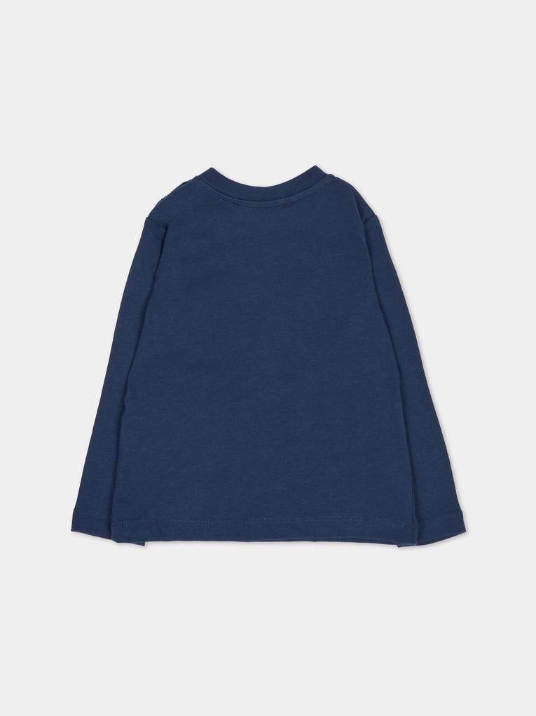 T-shirt a manica lunga blu per neonati con logo,Msgm Kids,F6MSUNTH345 MS032