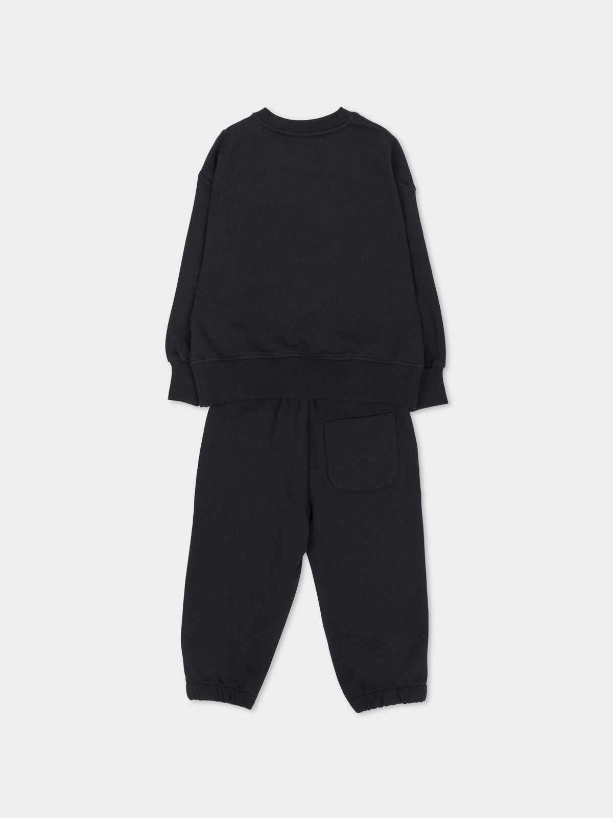 Completo sportivo lungo nero per neonato con logo,Msgm Kids,F6MSUNTP341 110