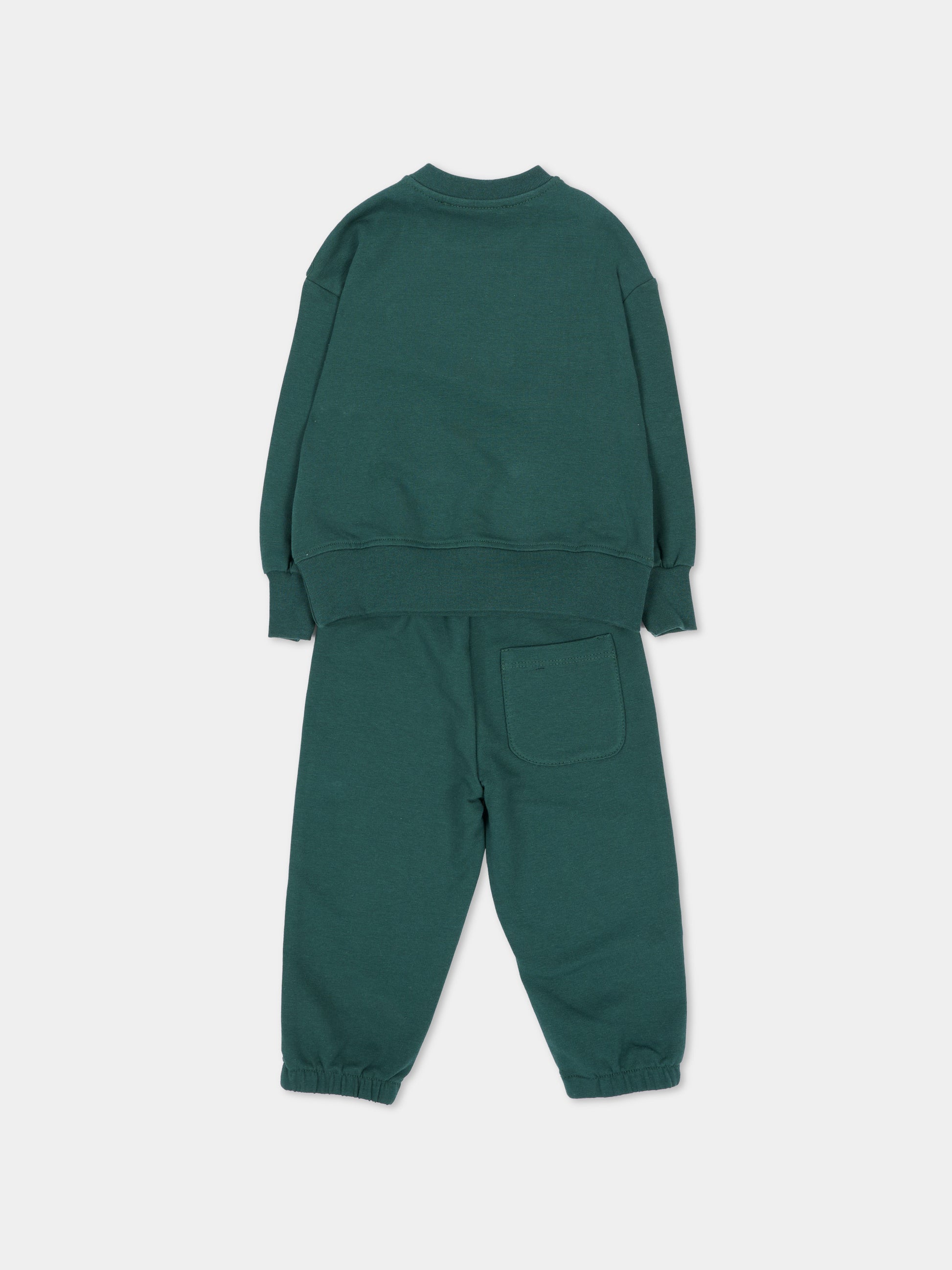 Completo sportivo lungo verde per neonato con logo,Msgm Kids,F6MSUNTP341 MS095