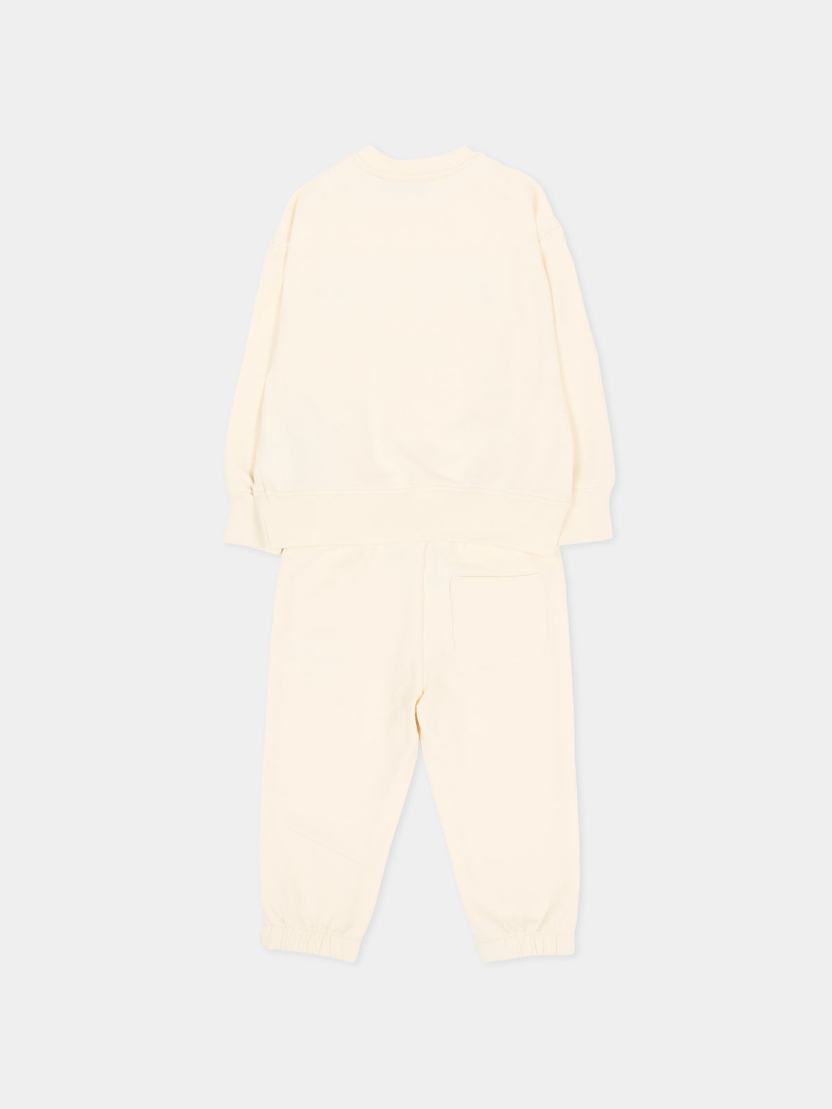 Completo sportivo lungo avorio per neonati con logo,Msgm Kids,F6MSUNTP347 013