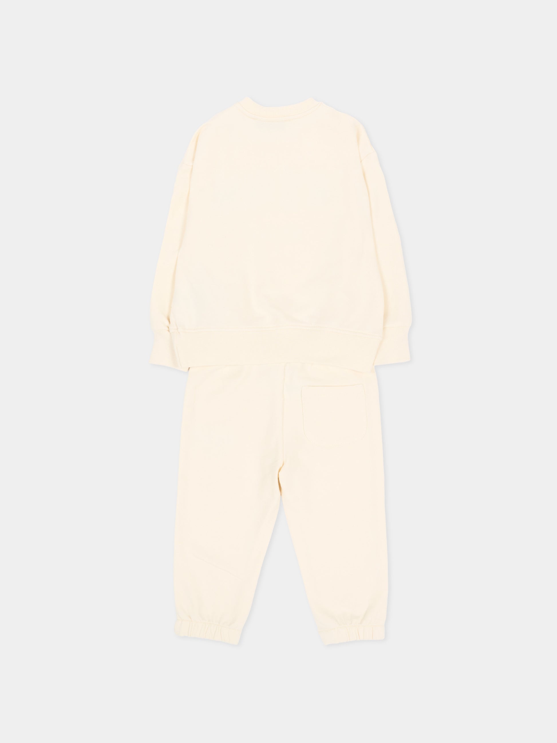 Completo sportivo lungo avorio per neonati con logo,Msgm Kids,F6MSUNTP347 013