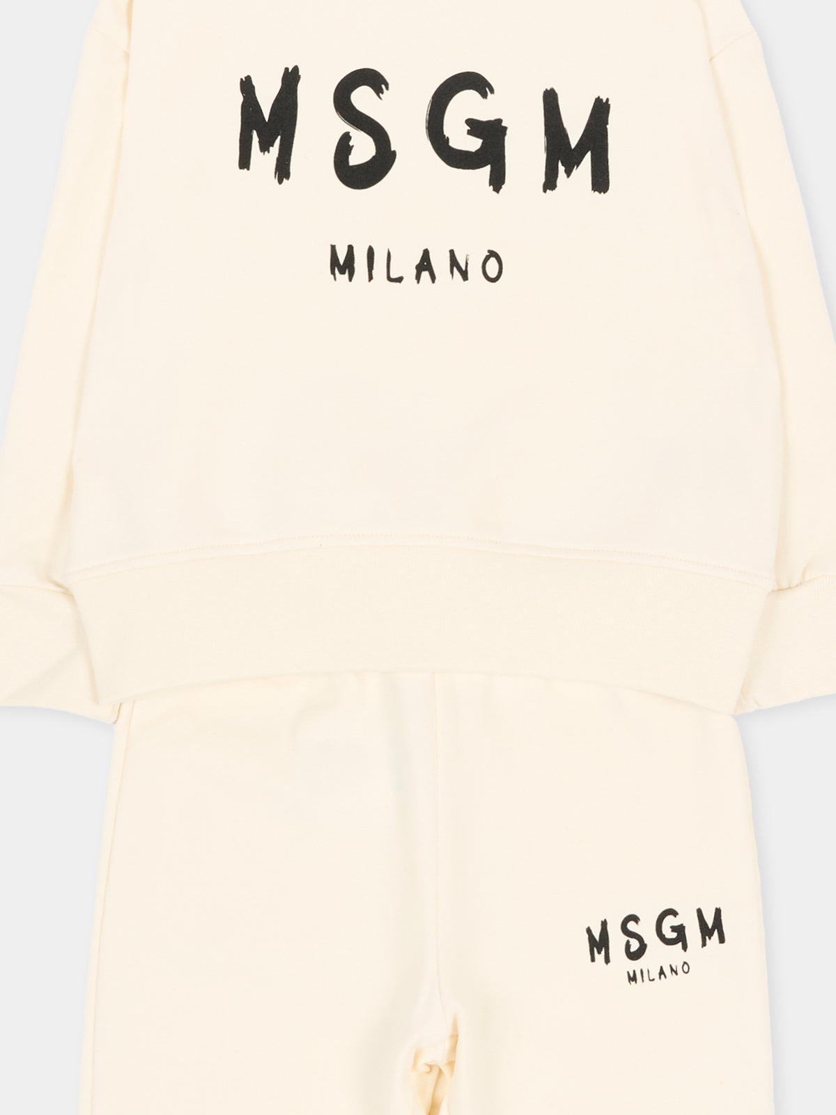 Completo sportivo lungo avorio per neonati con logo,Msgm Kids,F6MSUNTP347 013