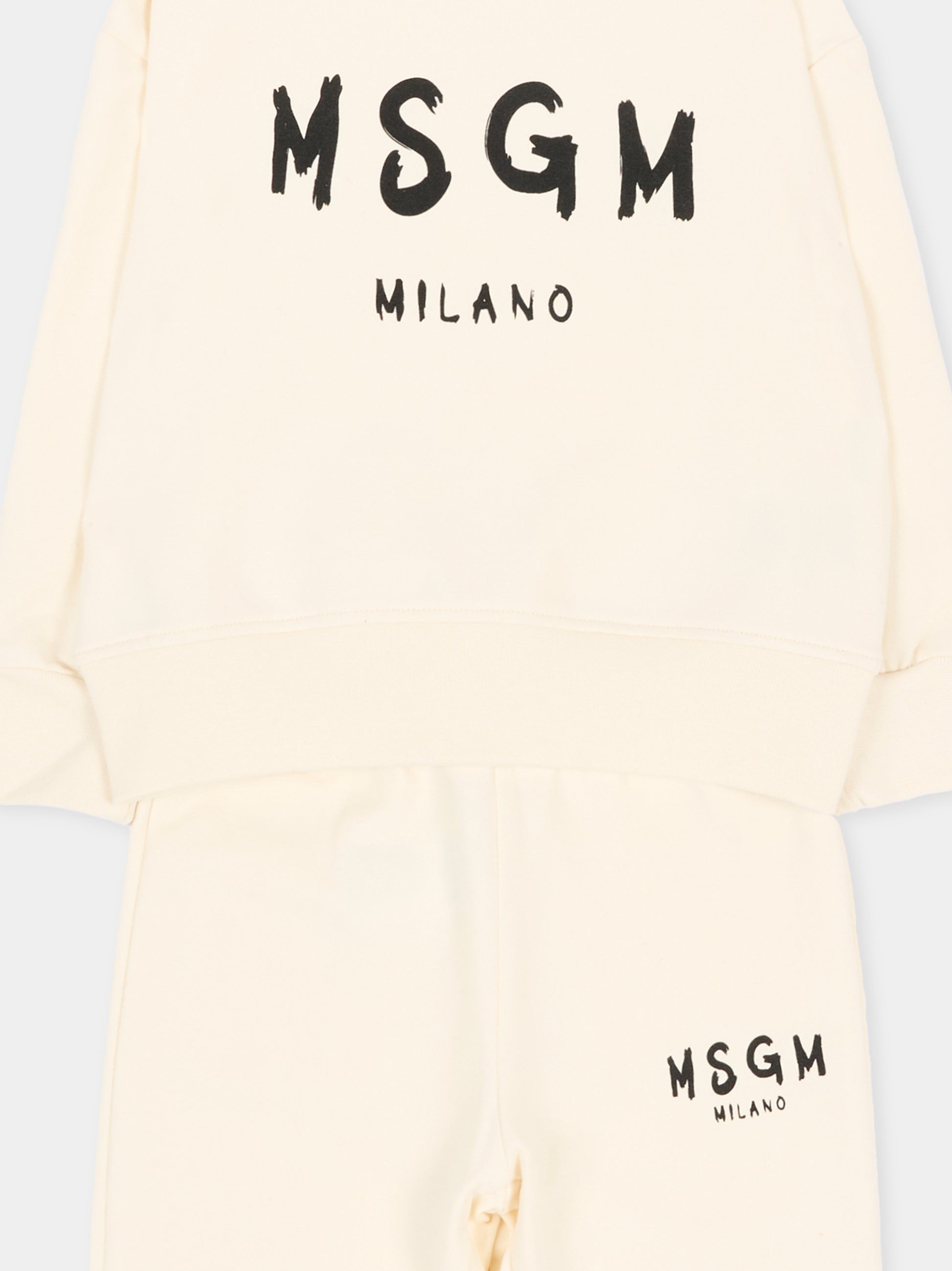 Completo sportivo lungo avorio per neonati con logo,Msgm Kids,F6MSUNTP347 013