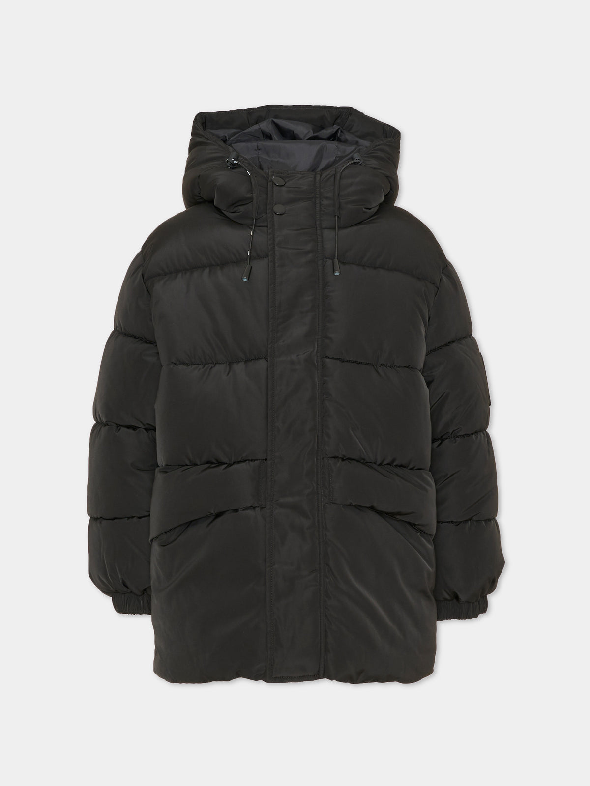 Piumino nero per bambini con cappuccio,Msgm Kids,F6MSJUPF004 110