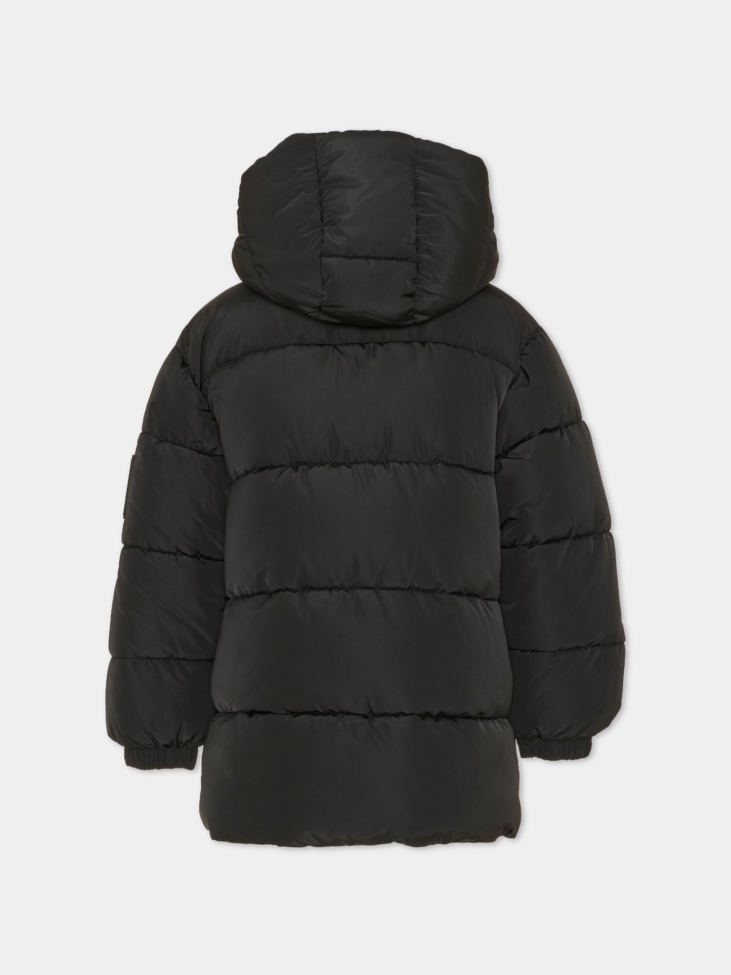 Piumino nero per bambini con cappuccio,Msgm Kids,F6MSJUPF004 110