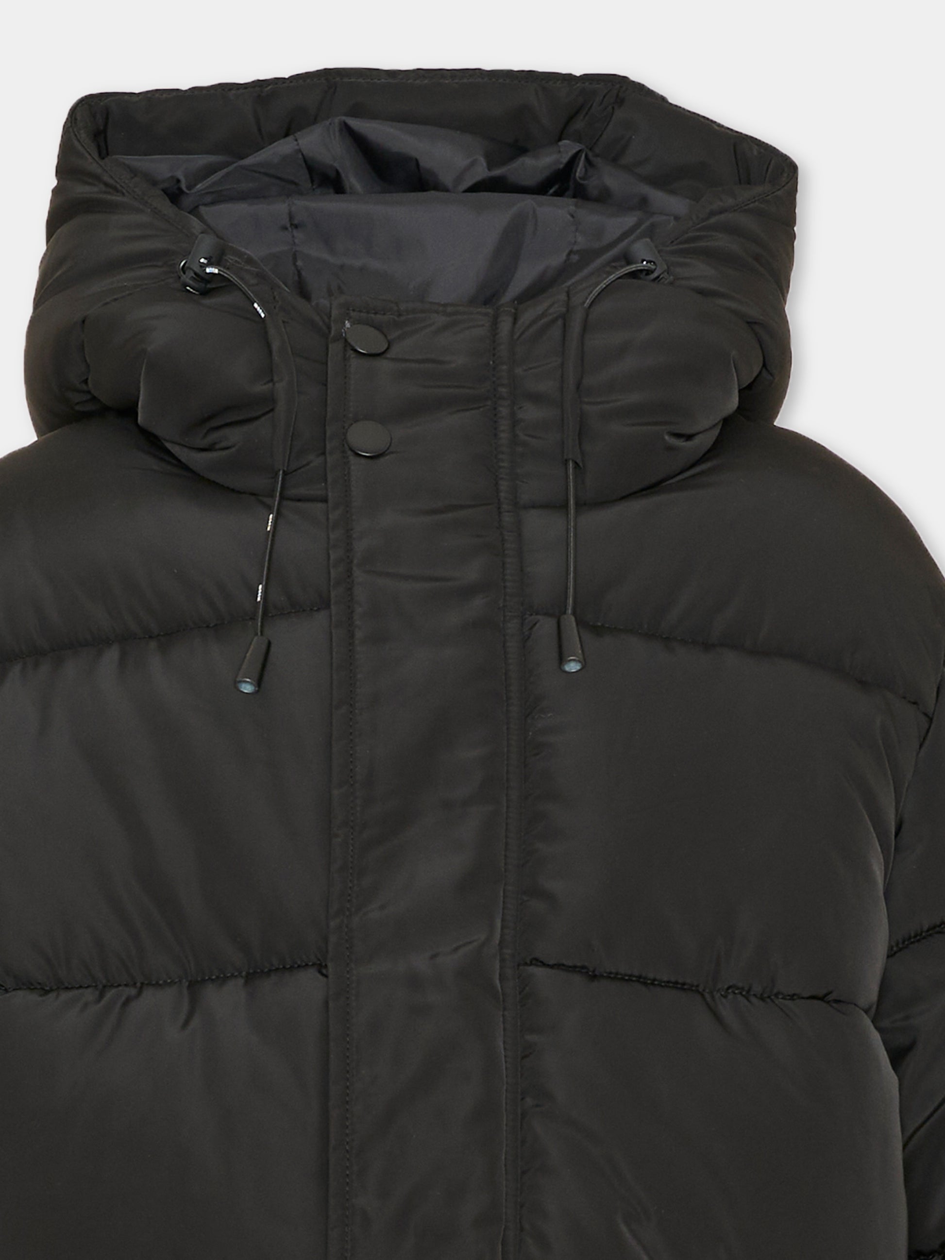 Piumino nero per bambini con cappuccio,Msgm Kids,F6MSJUPF004 110