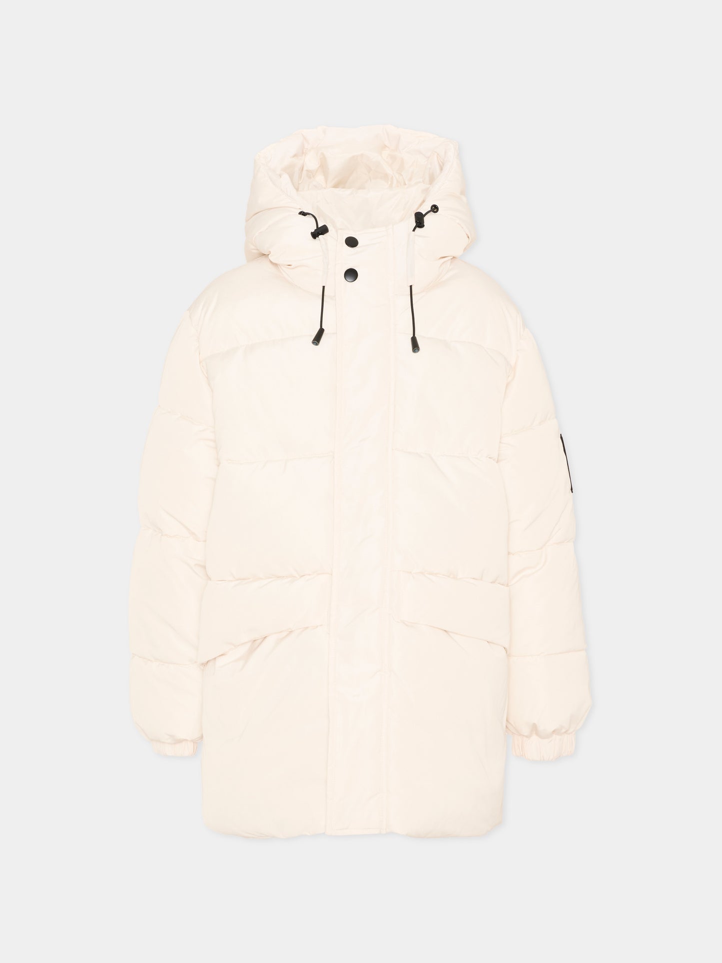 Piumino avorio per bambini con cappuccio,Msgm Kids,F6MSJUPF004 013