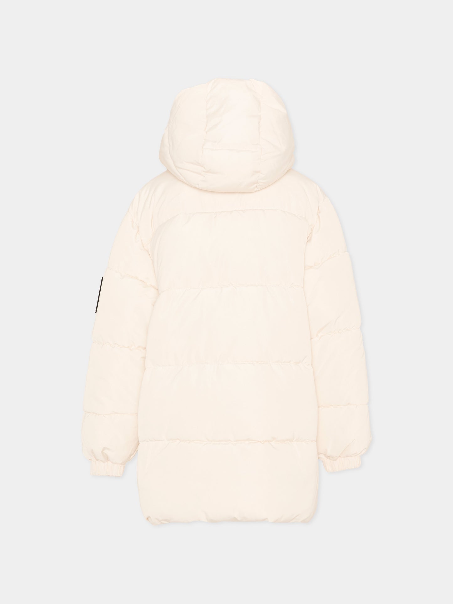 Piumino avorio per bambini con cappuccio,Msgm Kids,F6MSJUPF004 013