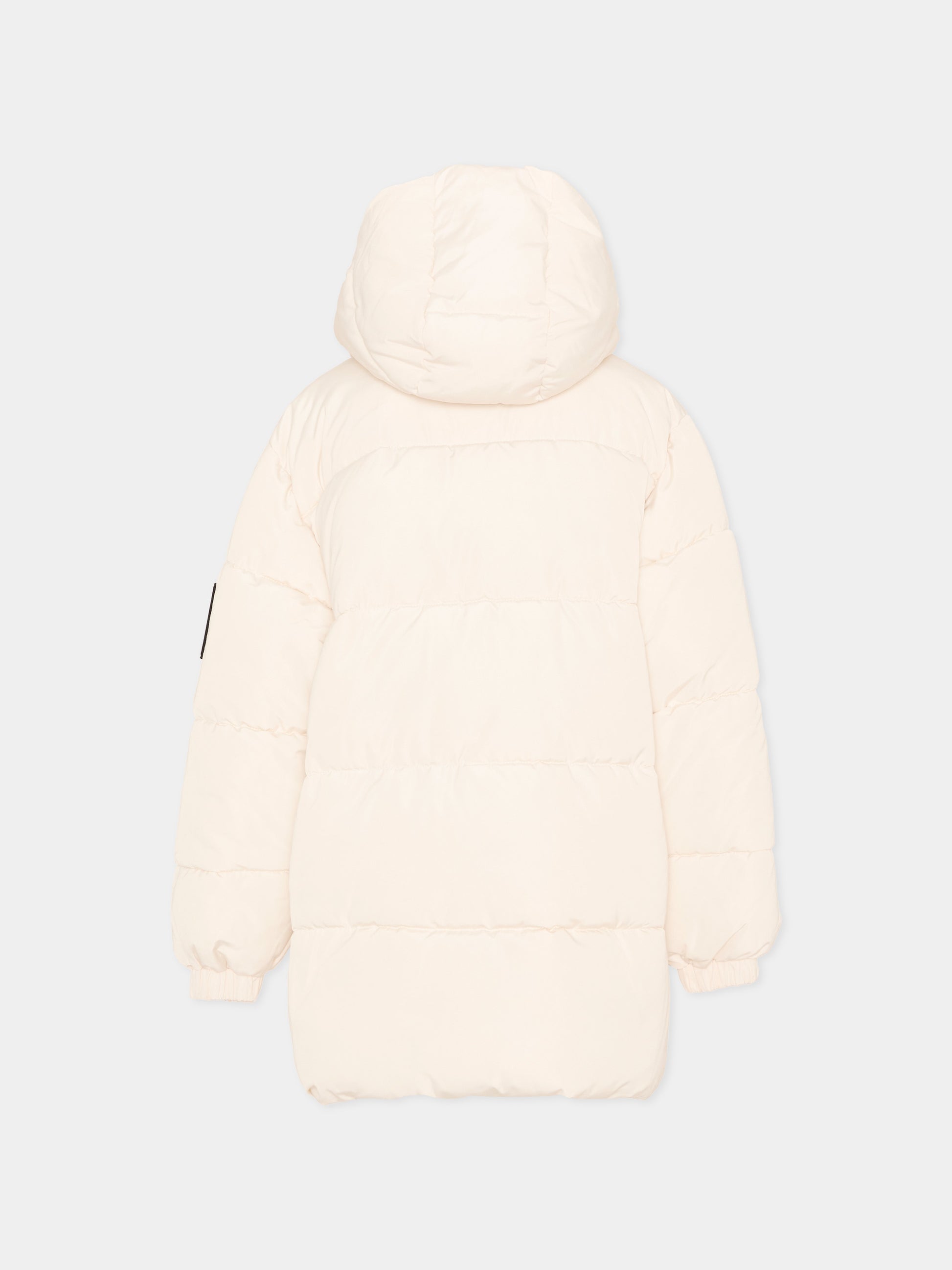 Piumino avorio per bambini con cappuccio,Msgm Kids,F6MSJUPF004 013
