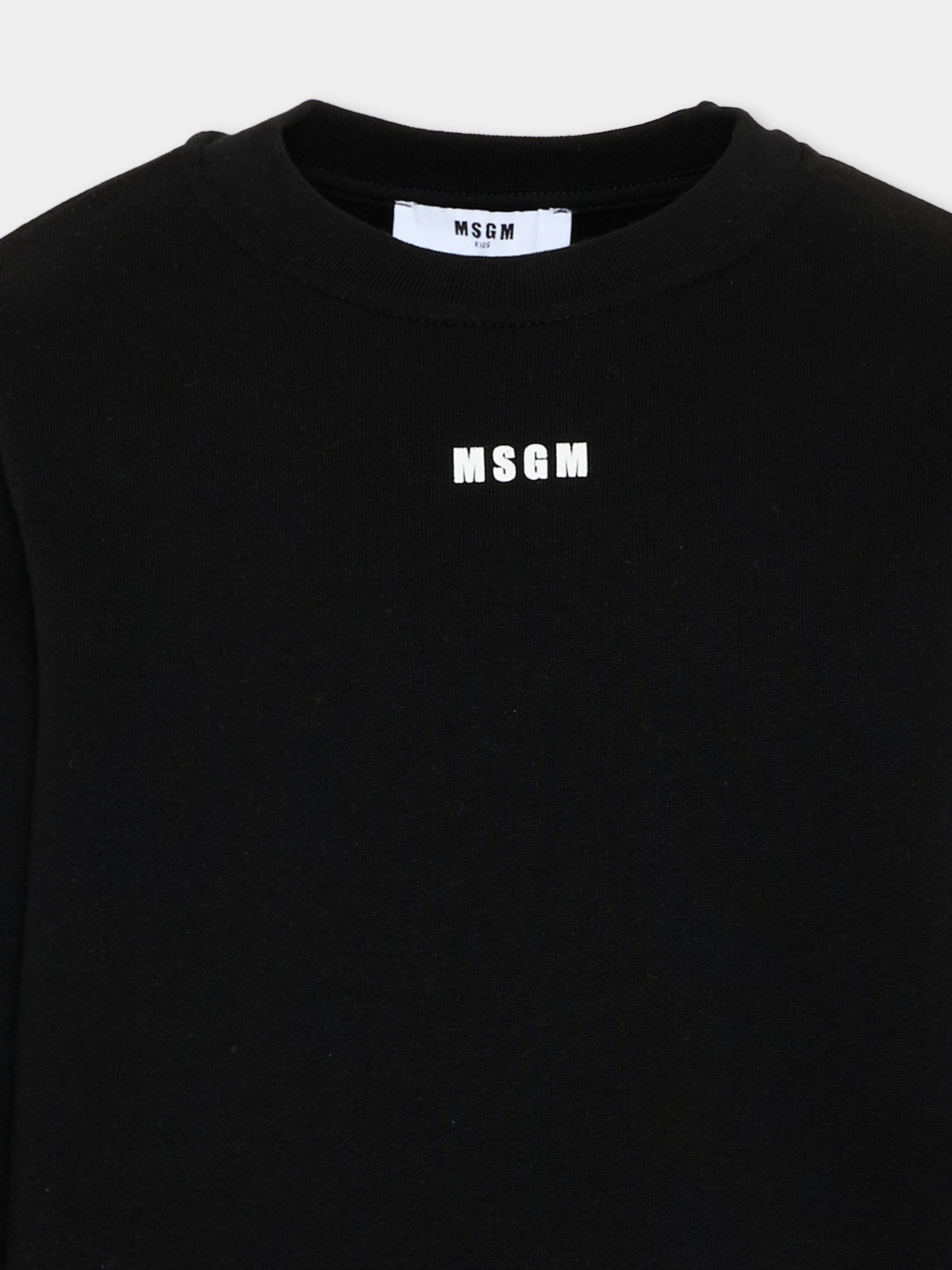 Felpa nera per bambino con logo,Msgm Kids,F6MSJBSW303 110
