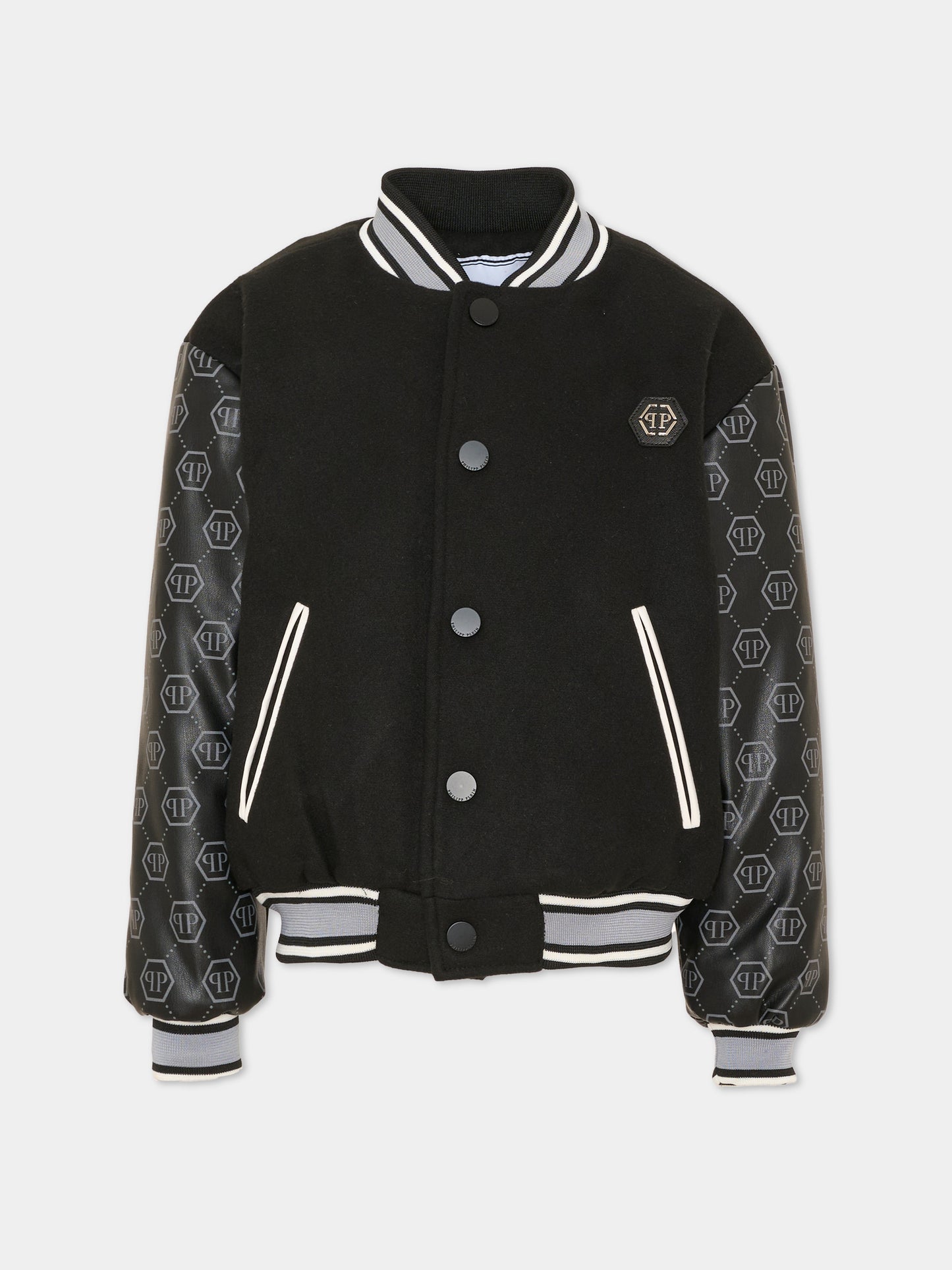 Bomber nero per bambino con logo,Philipp Plein Junior,F6PHJBBO137 110