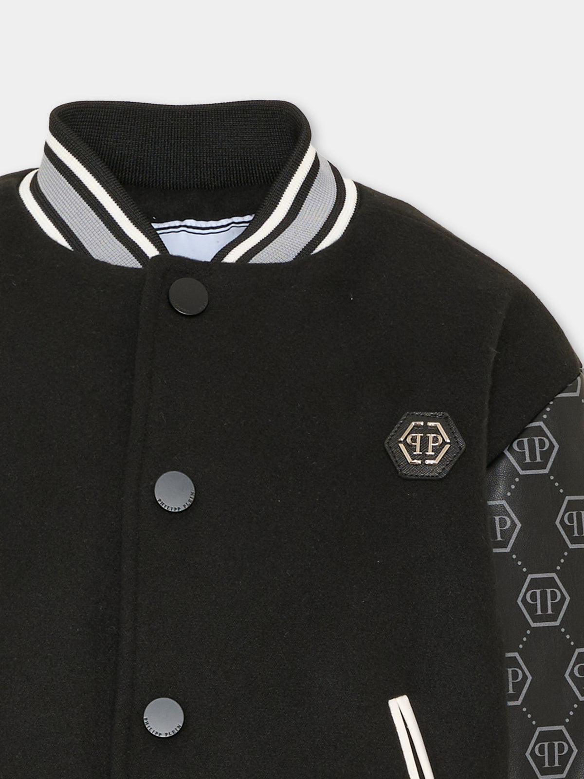 Bomber nero per bambino con logo,Philipp Plein Junior,F6PHJBBO137 110