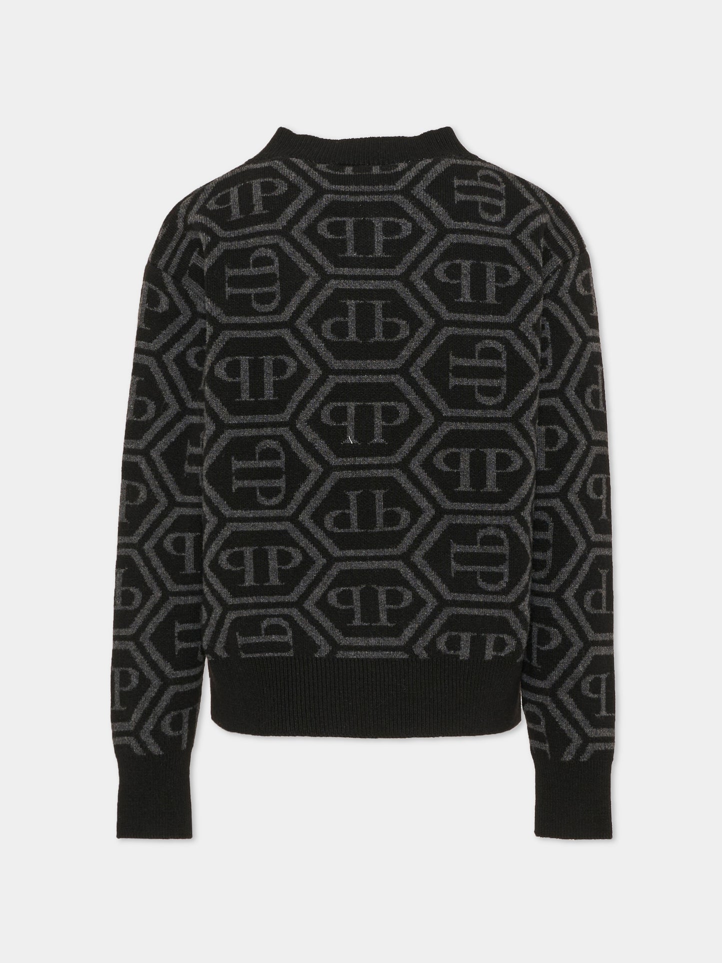 Maglione nero per bambino con monogram,Philipp Plein Junior,F6PHJBJP140 110