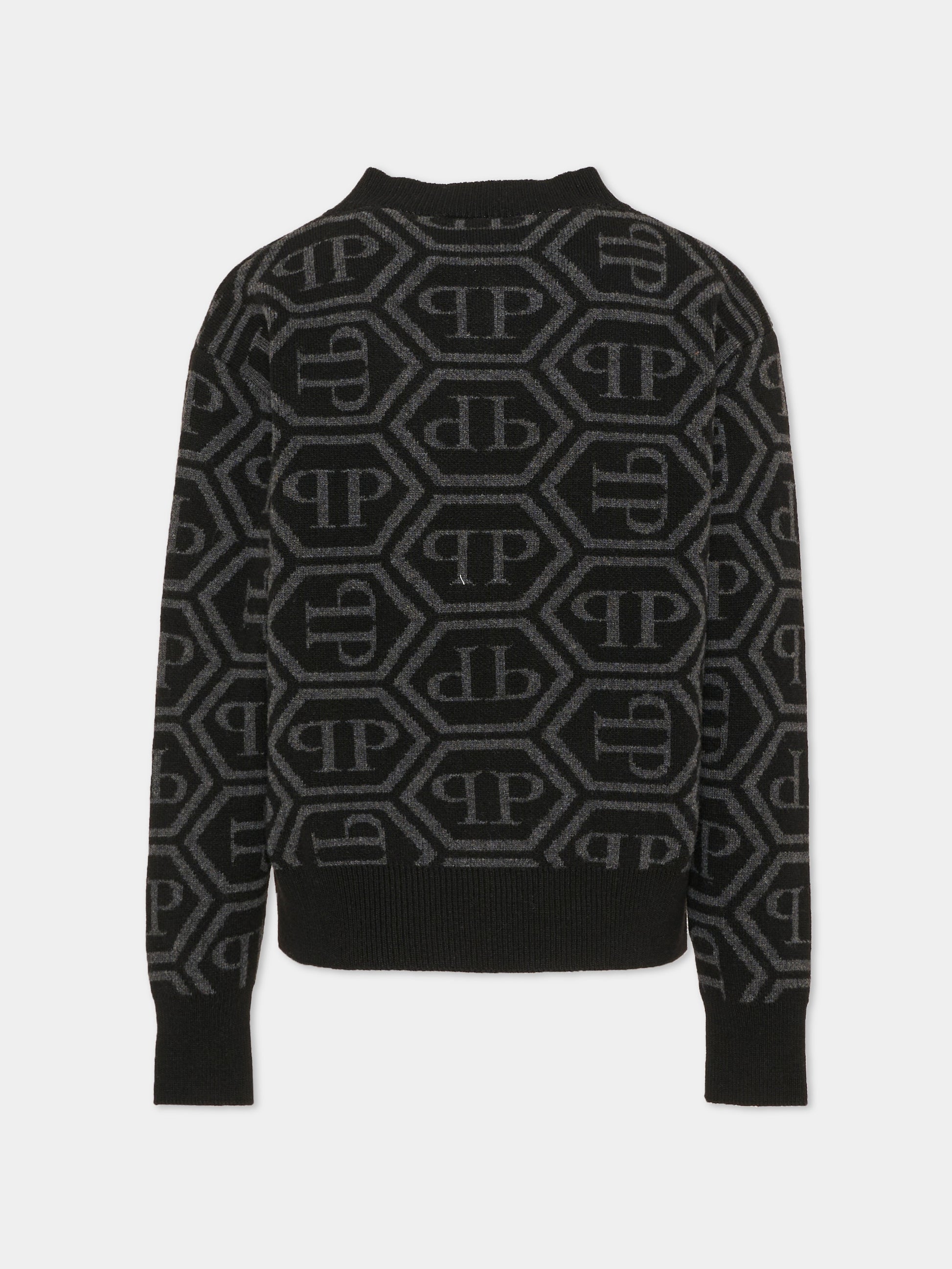Maglione nero per bambino con monogram,Philipp Plein Junior,F6PHJBJP140 110