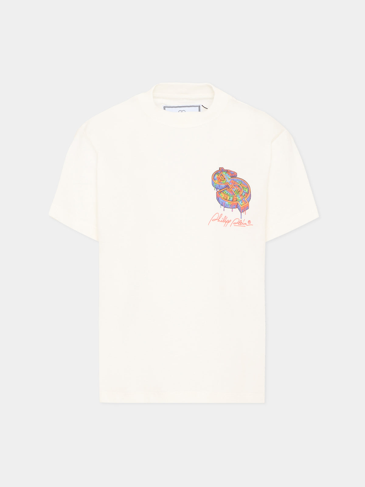 T-Shirt avorio per bambino con logo,Philipp Plein Junior,F6PHJBTH106 002