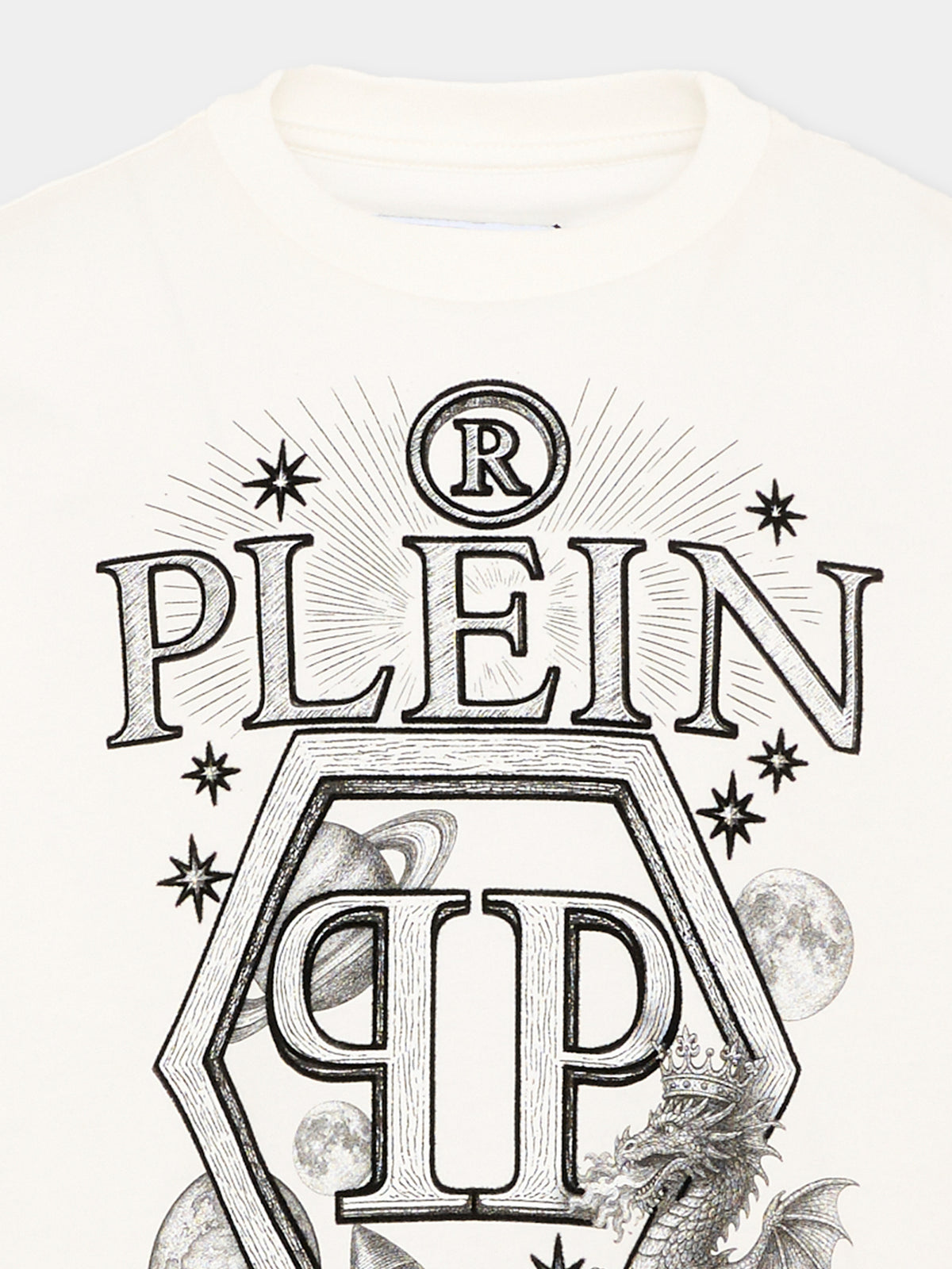 T-Shirt avorio per bambino con logo,Philipp Plein Junior,F6PHJBTH124 002