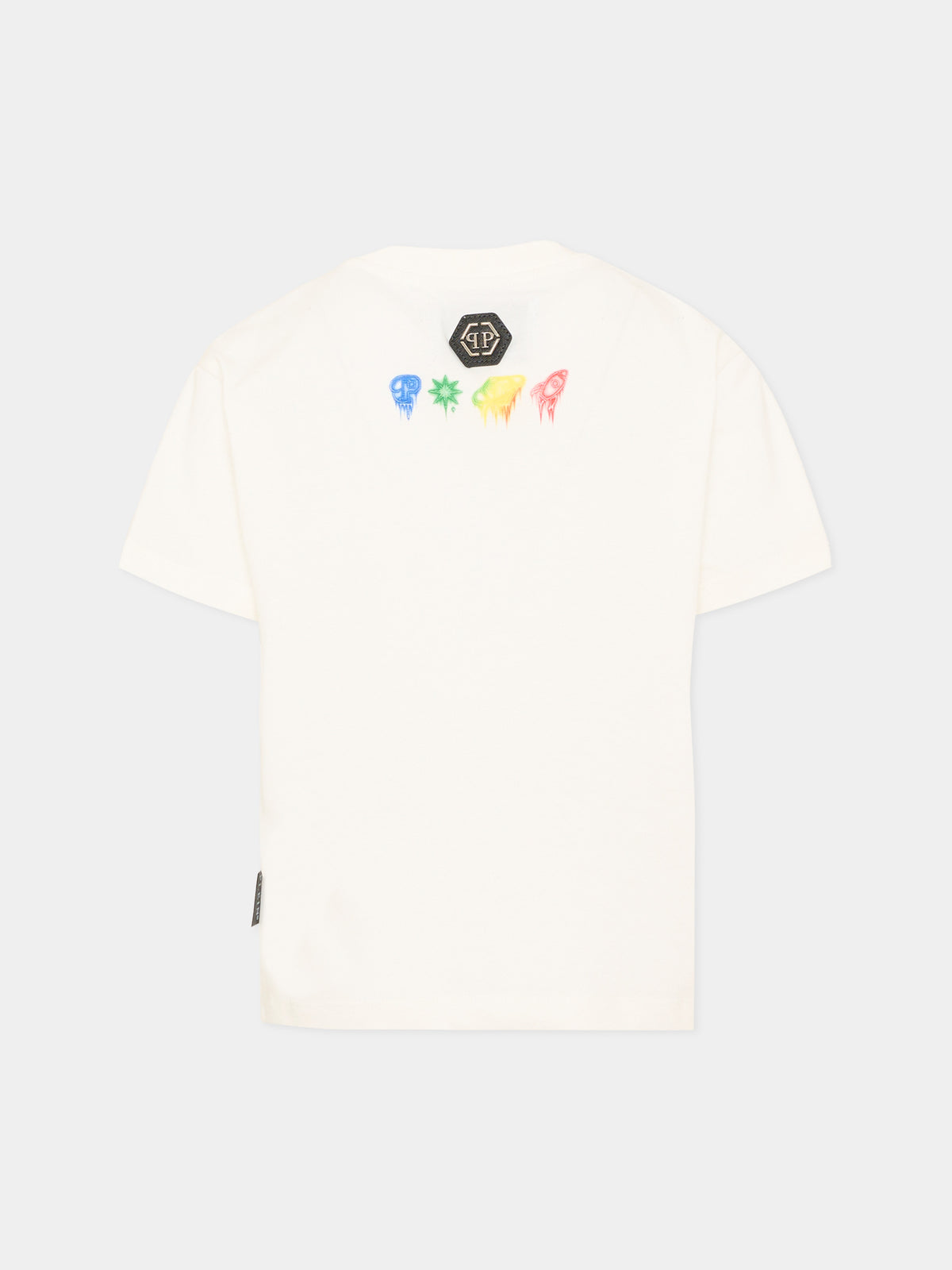 T-Shirt avorio per bambino con logo,Philipp Plein Junior,F6PHJBTH167 002