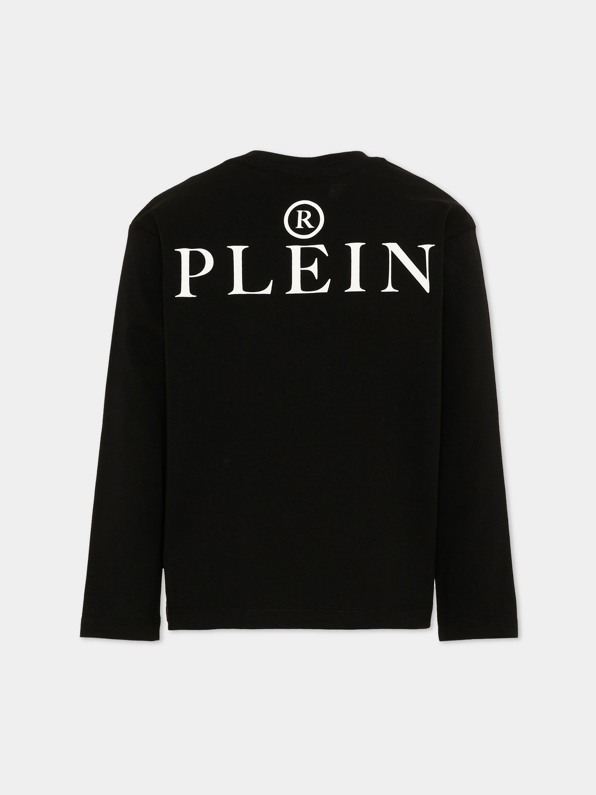 T-Shirt nera per bambino con logo,Philipp Plein Junior,F6PHJBTH168 110