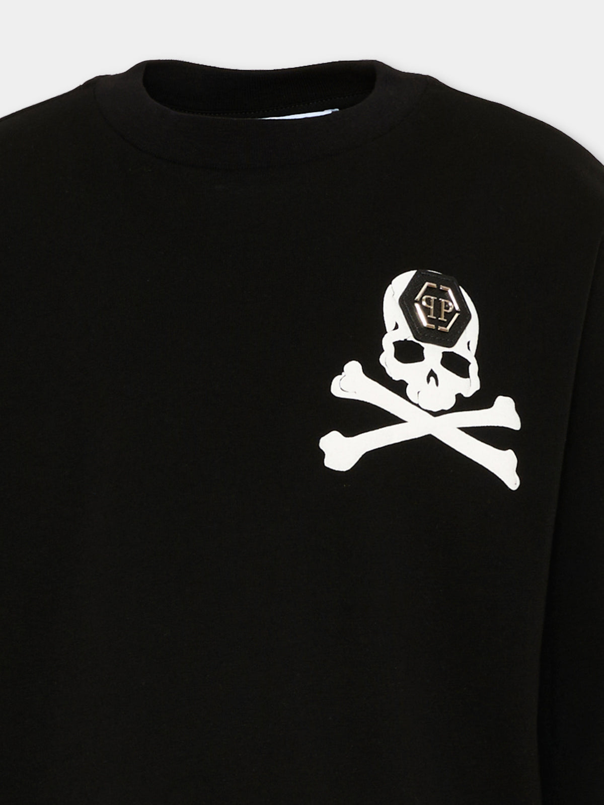 T-Shirt nera per bambino con logo,Philipp Plein Junior,F6PHJBTH168 110