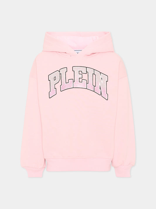 Felpa rosa per bambina con logo,Philipp Plein Junior,F6PHJGHS037 042