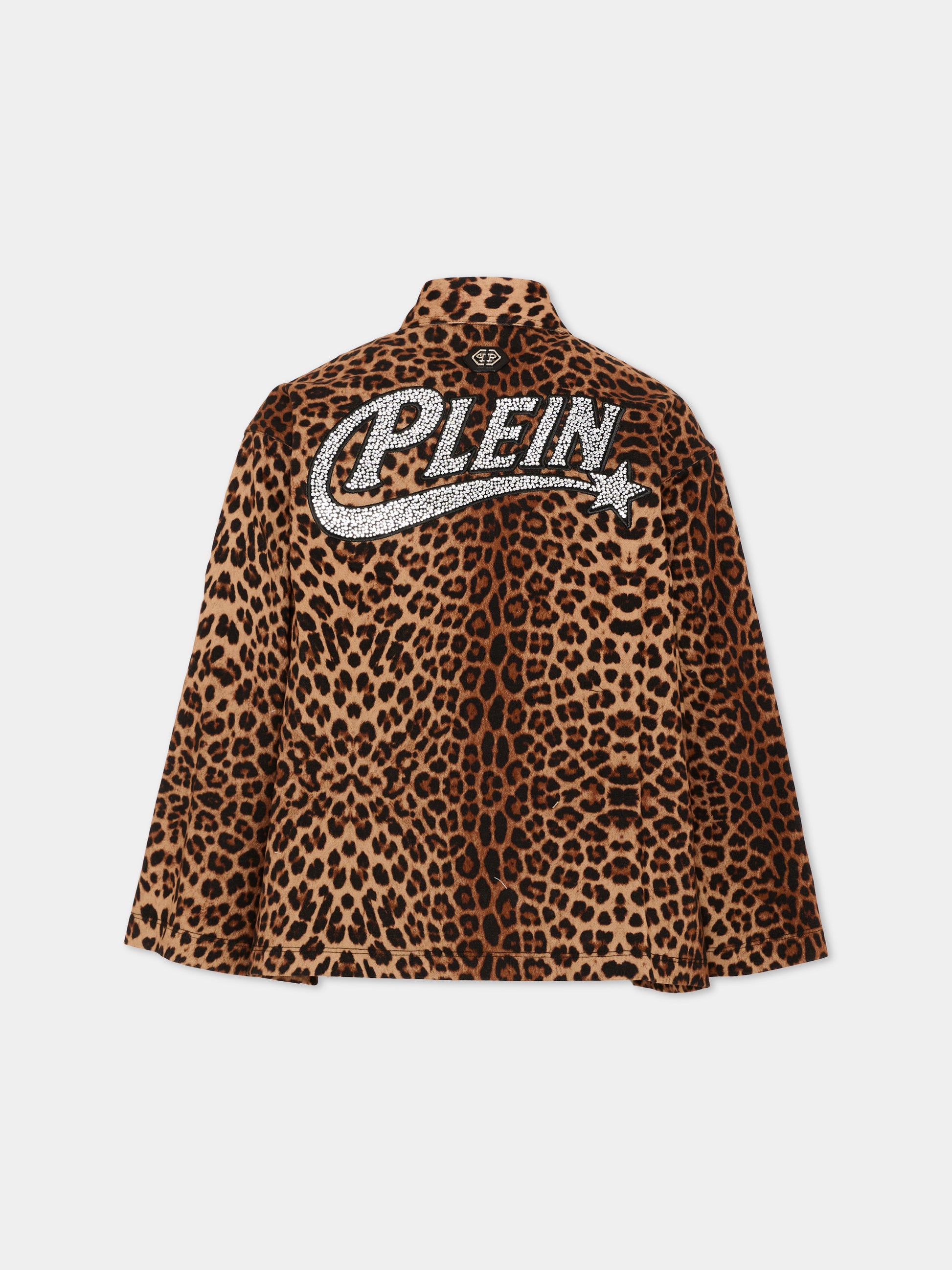 Giubbotto in ecopelle nero con logo,Philipp Plein Junior,F6PHJGJK065 110