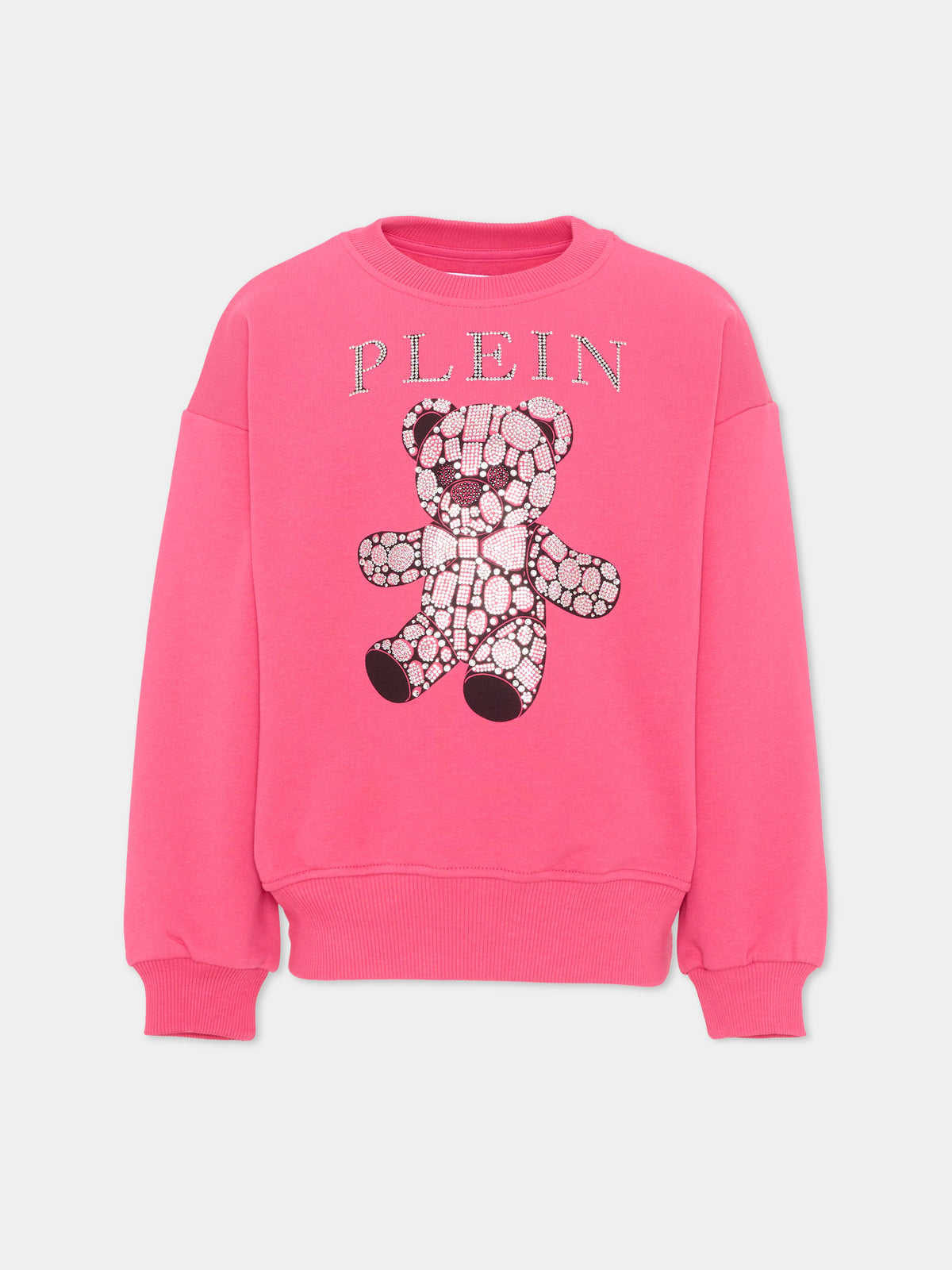 Felpa fucsia per bambina con orsetto,Philipp Plein Junior,F6PHJGSW007 044