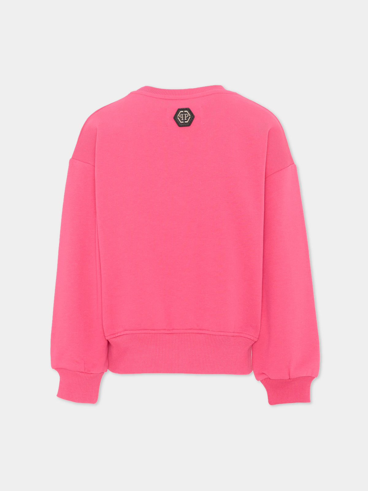 Felpa fucsia per bambina con orsetto,Philipp Plein Junior,F6PHJGSW007 044