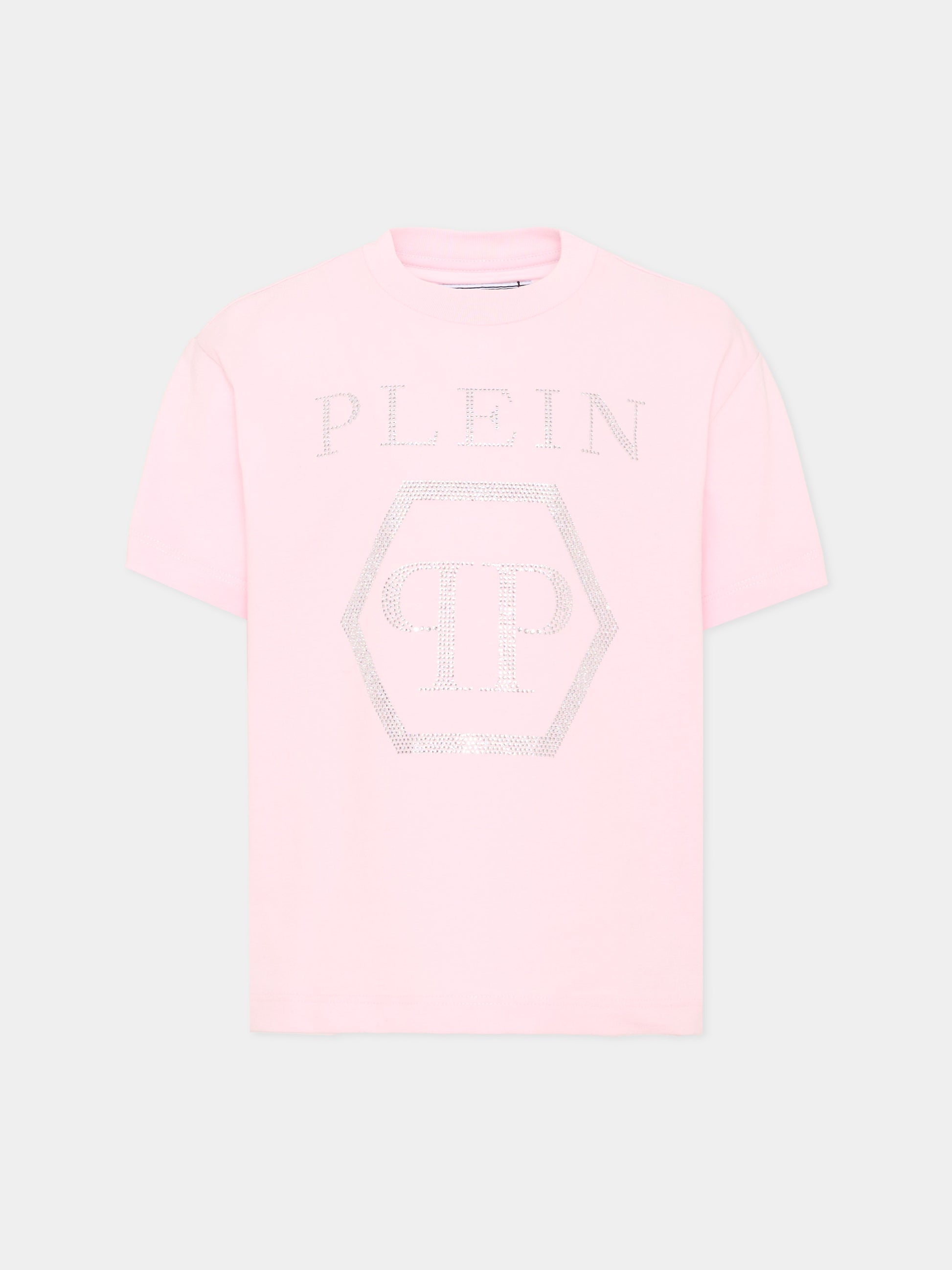 T-shirt rosa per bambina con logo,Philipp Plein Junior,F6PHJGTH022 042