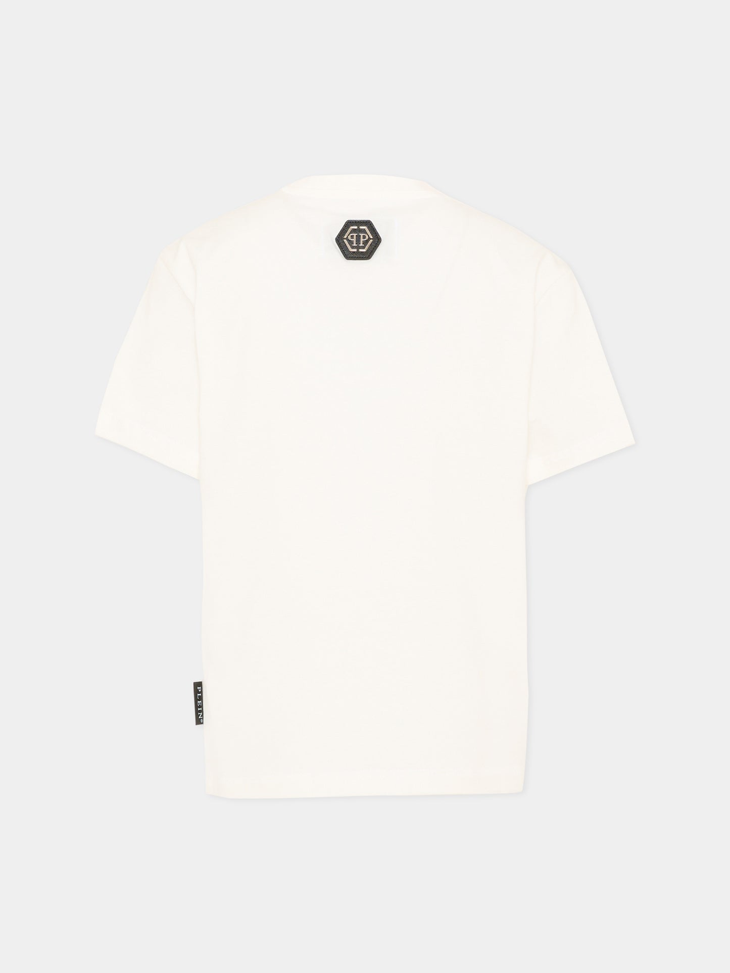 T-shirt avorio per bambina con logo,Philipp Plein Junior,F6PHJGTH042 002
