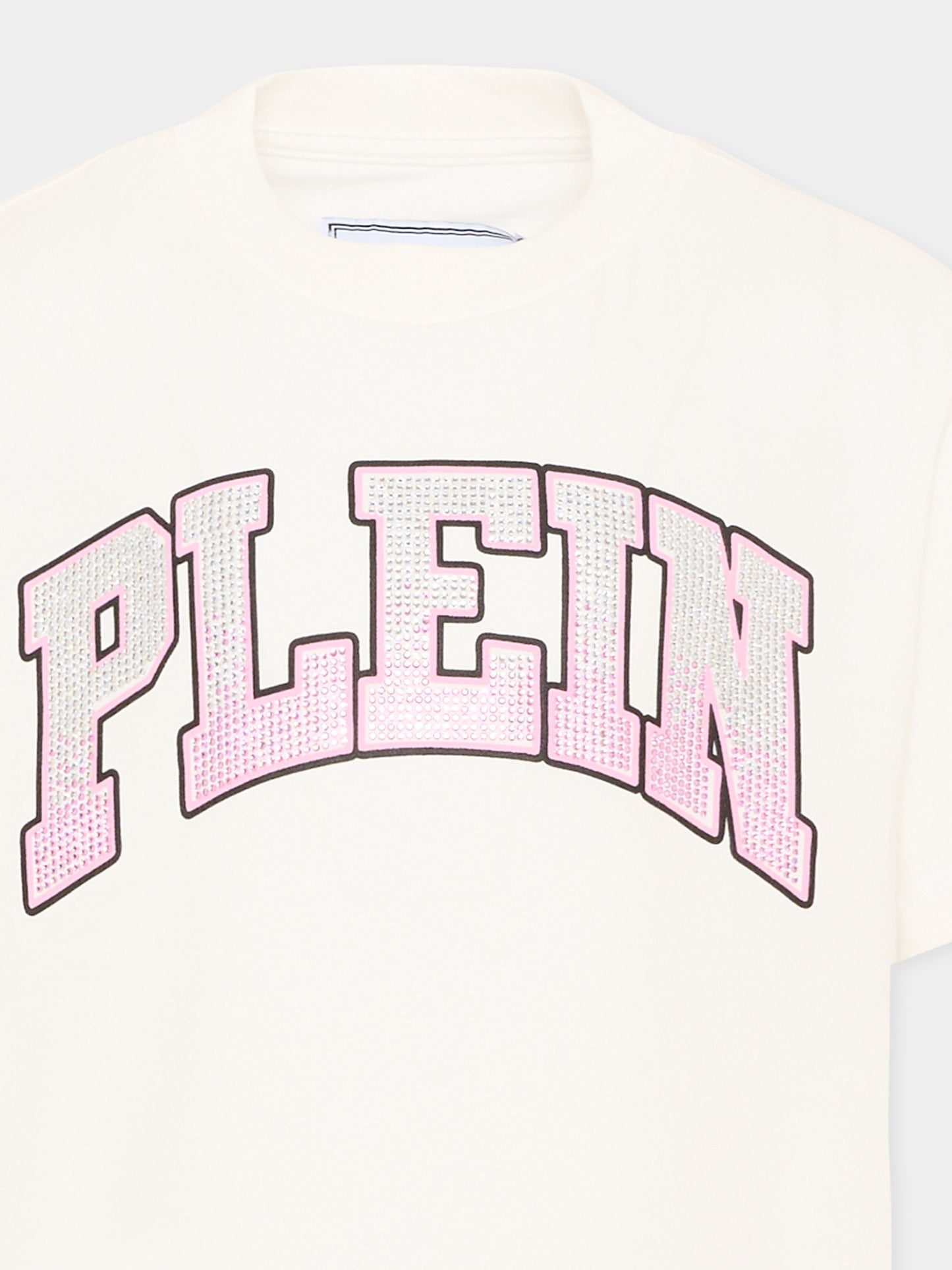 T-shirt avorio per bambina con logo,Philipp Plein Junior,F6PHJGTH042 002